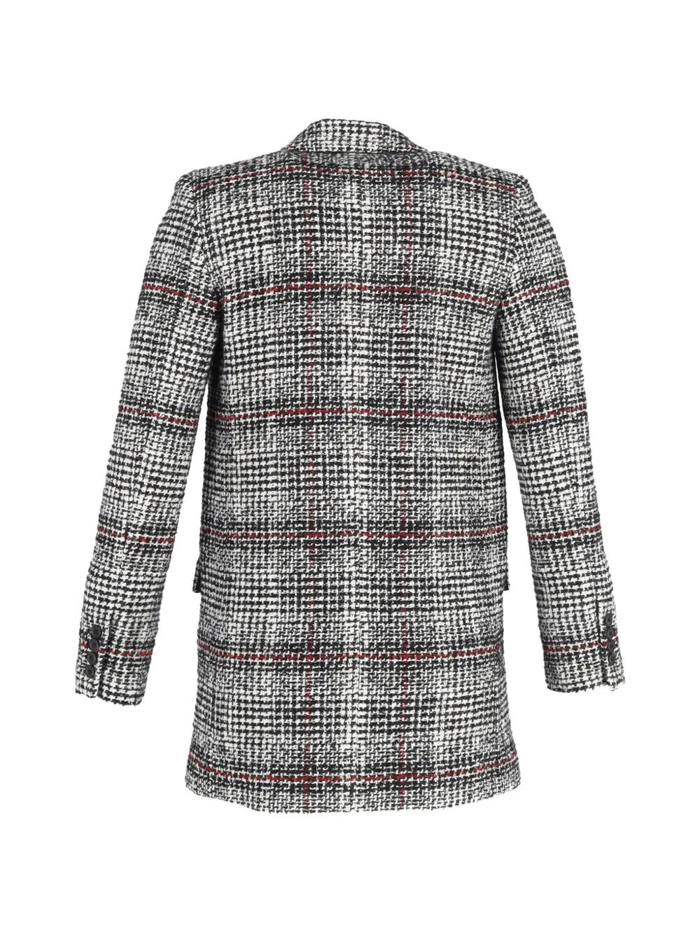 Blazer de cuadros blanca, negra y roja