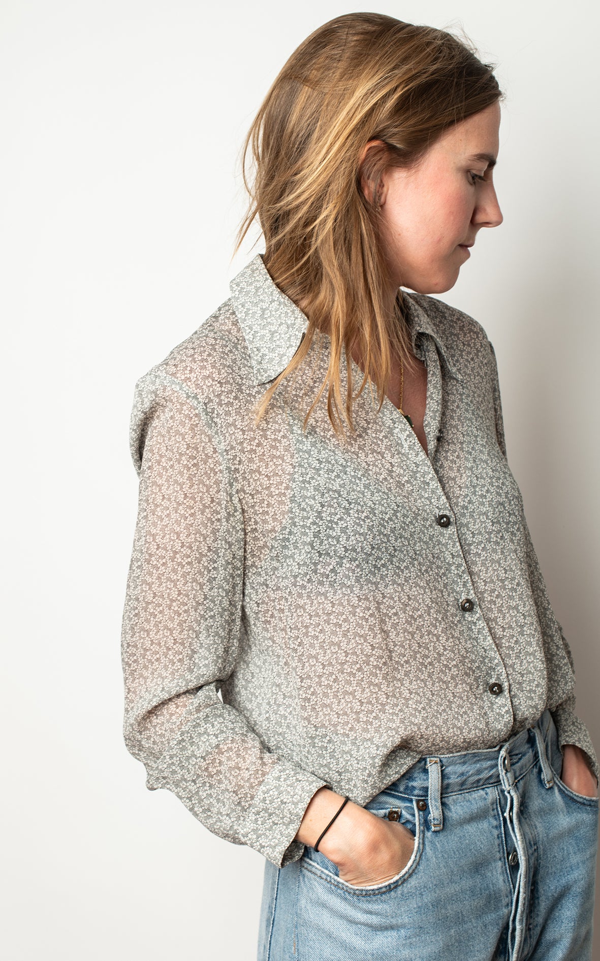 Blusa seda gris