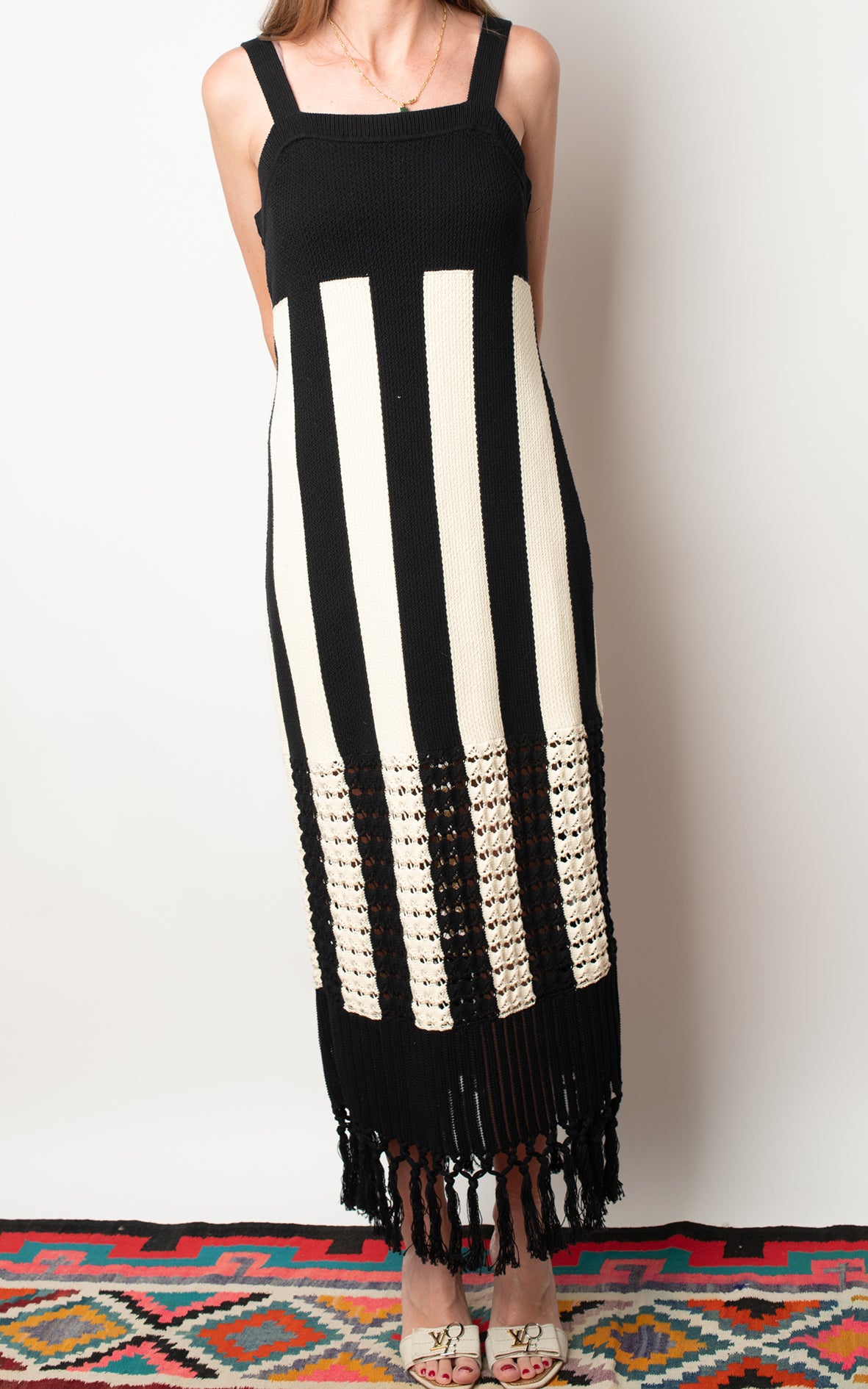 Vestido punto blanco y negro