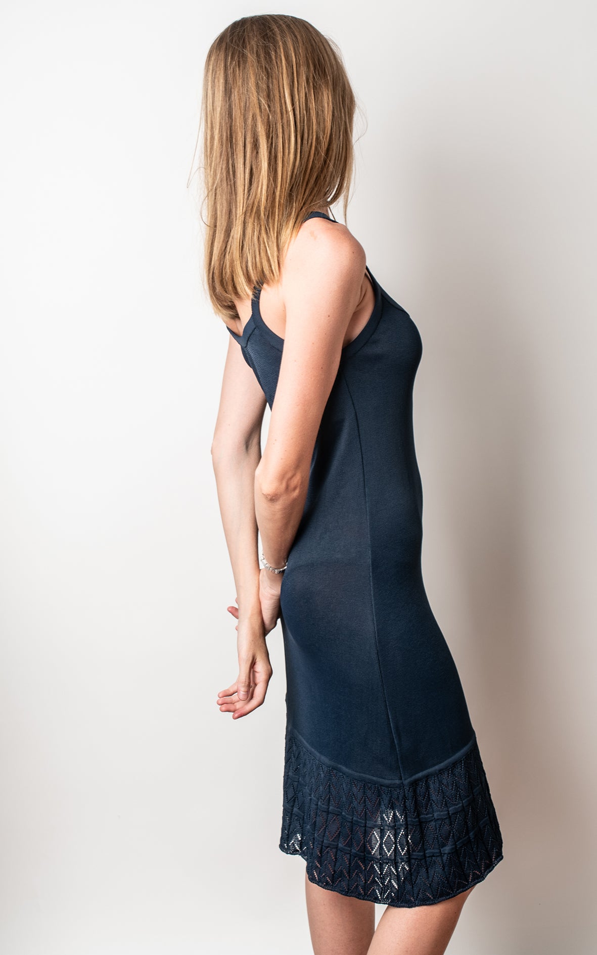Vestido azul marino tirantes YSL