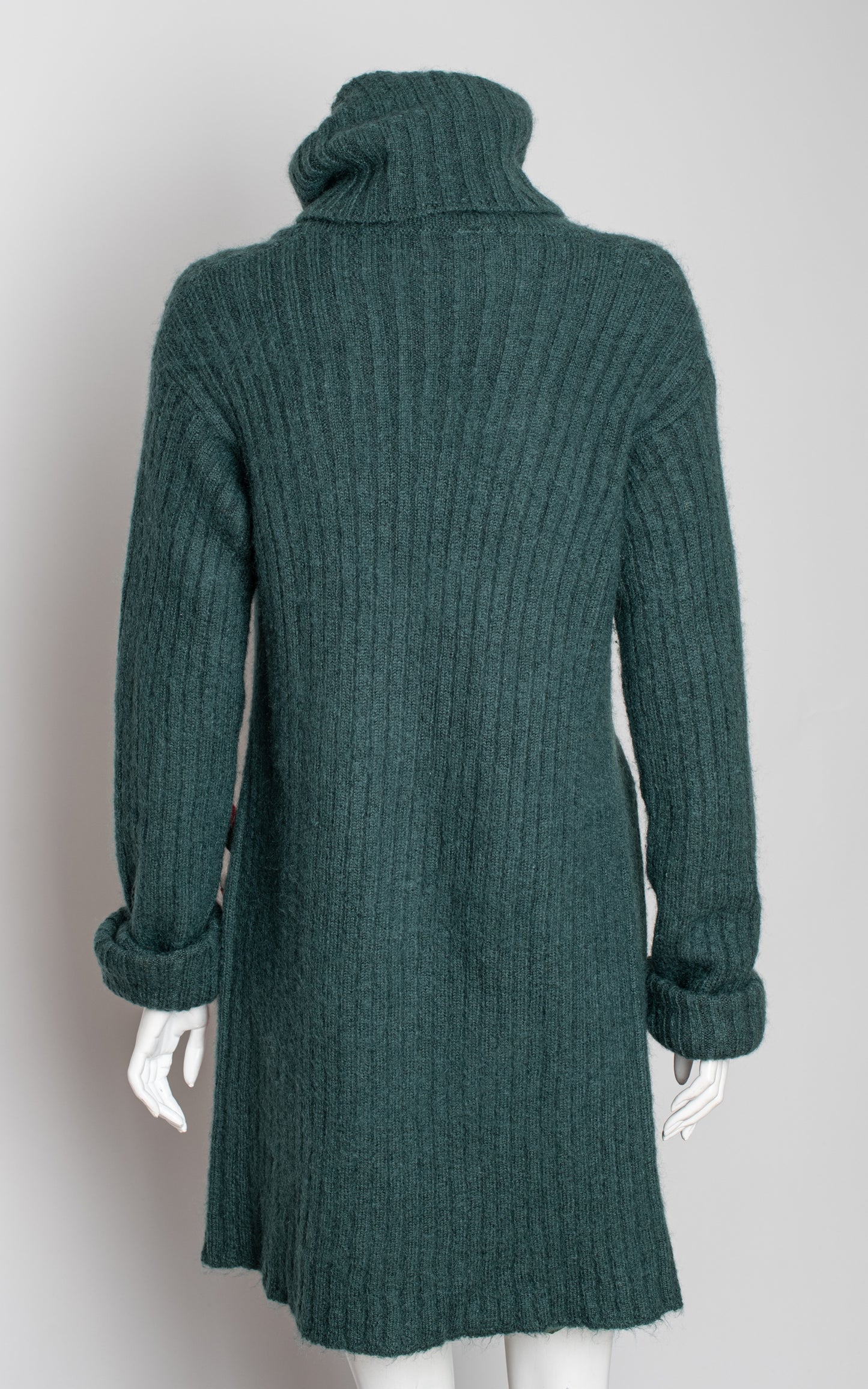 Jersey verde cuello alto largo (lana & mohair)