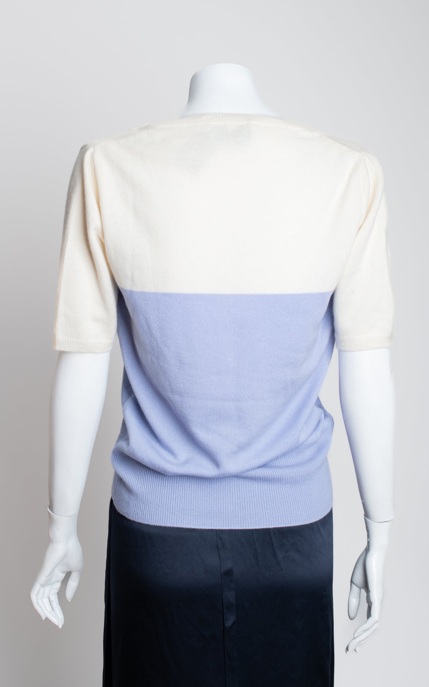 Jersey manga corta bicolor blanco y lila cashmere