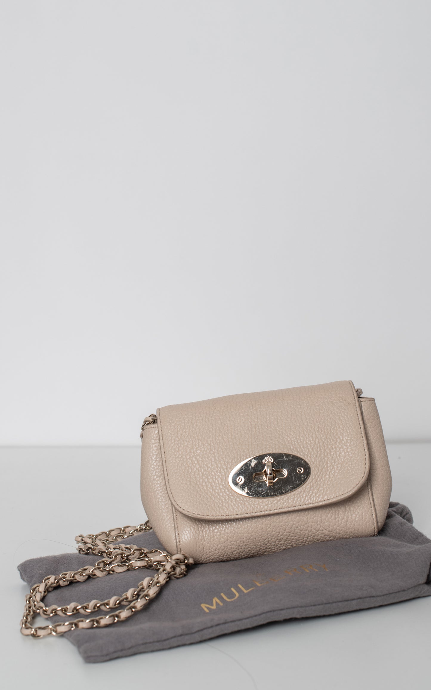 Mini bolso piel beige