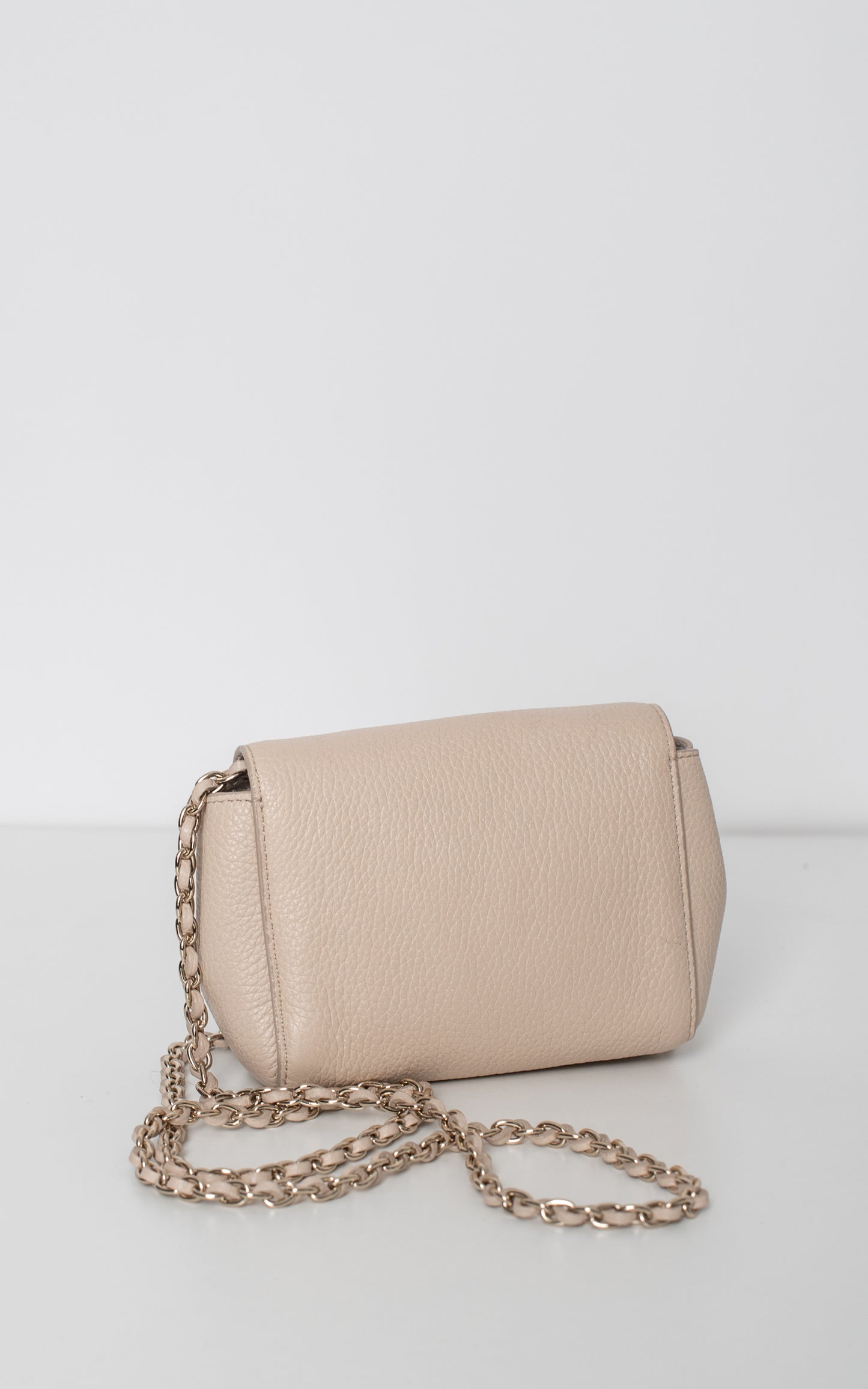 Mini bolso piel beige