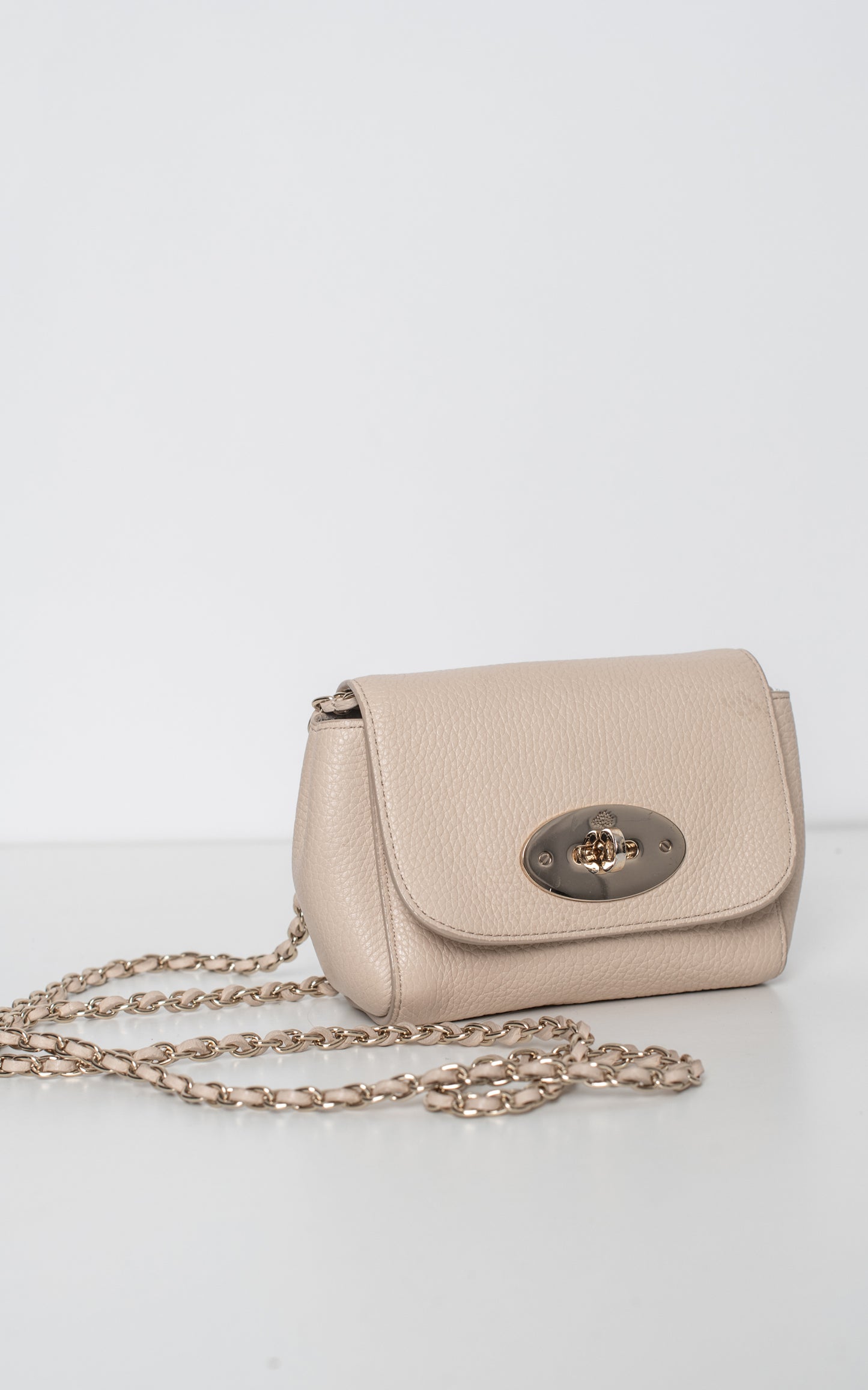 Mini bolso piel beige