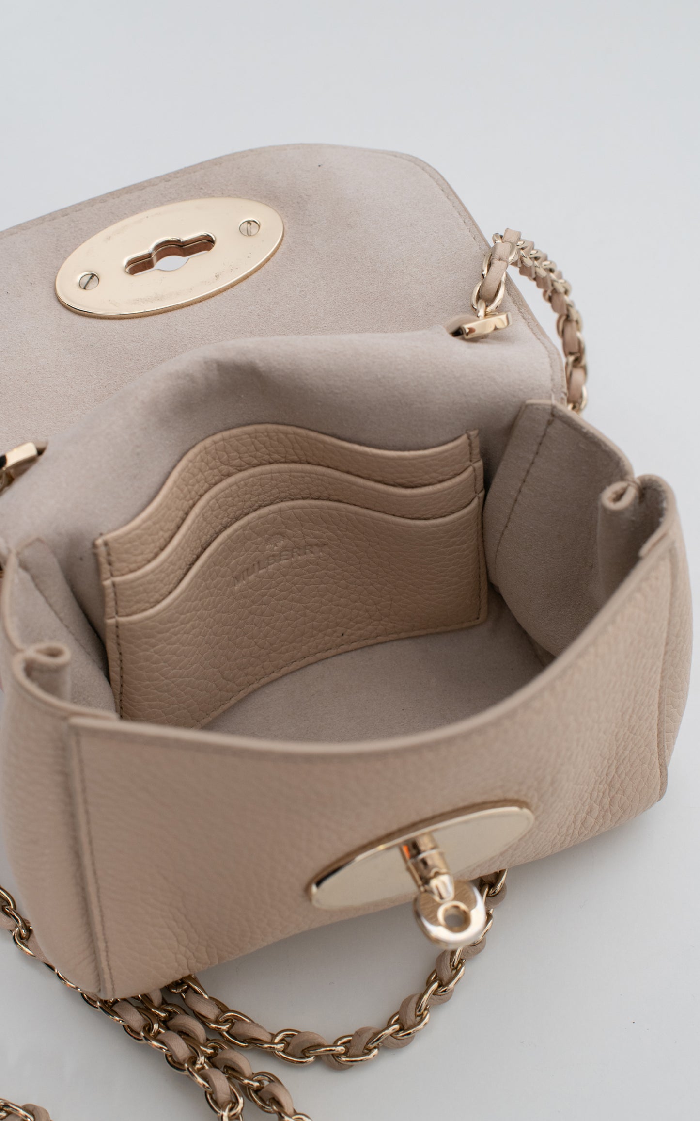 Mini bolso piel beige
