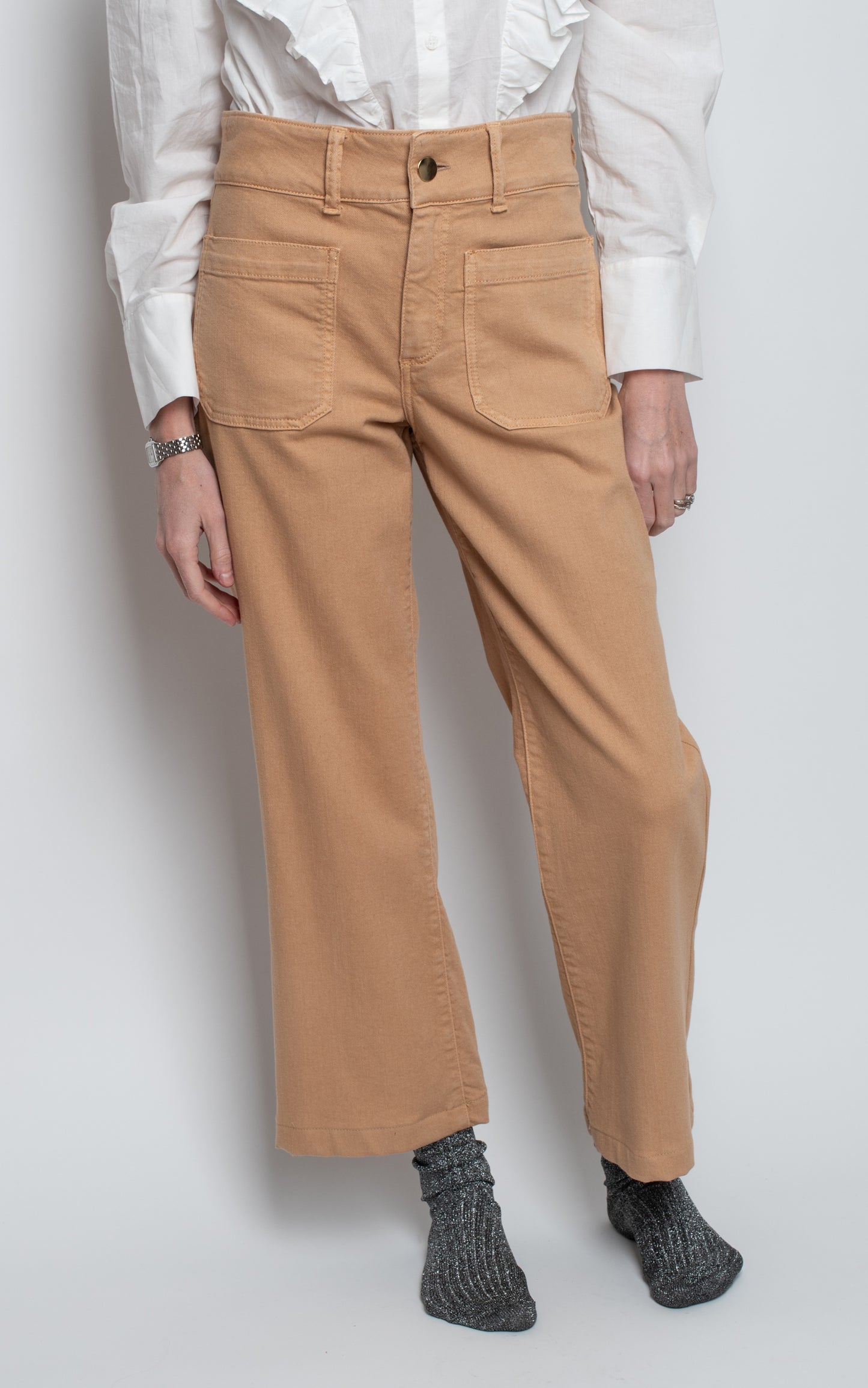 Pantalon denim camel