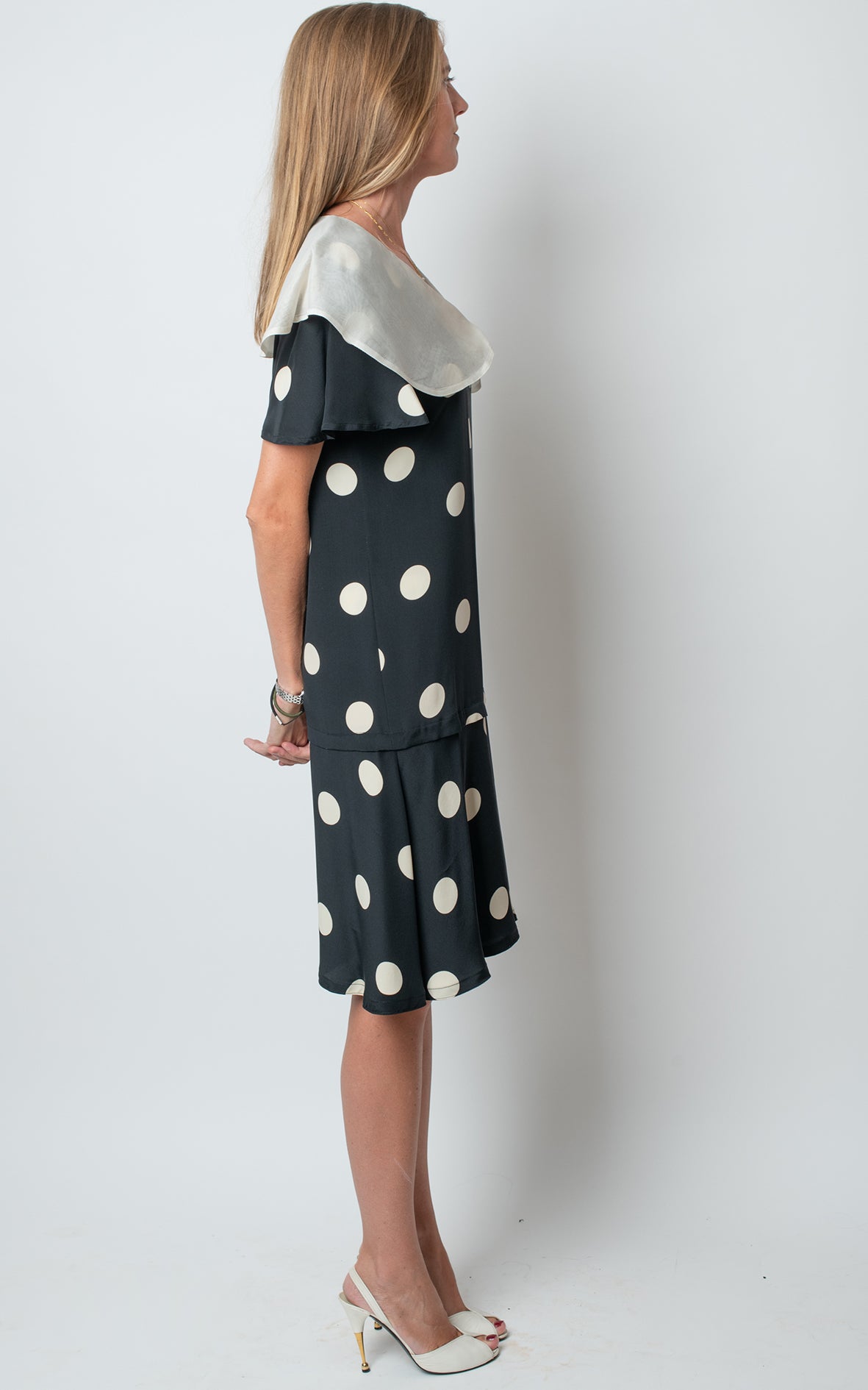 Vestido lunares cuello horganza