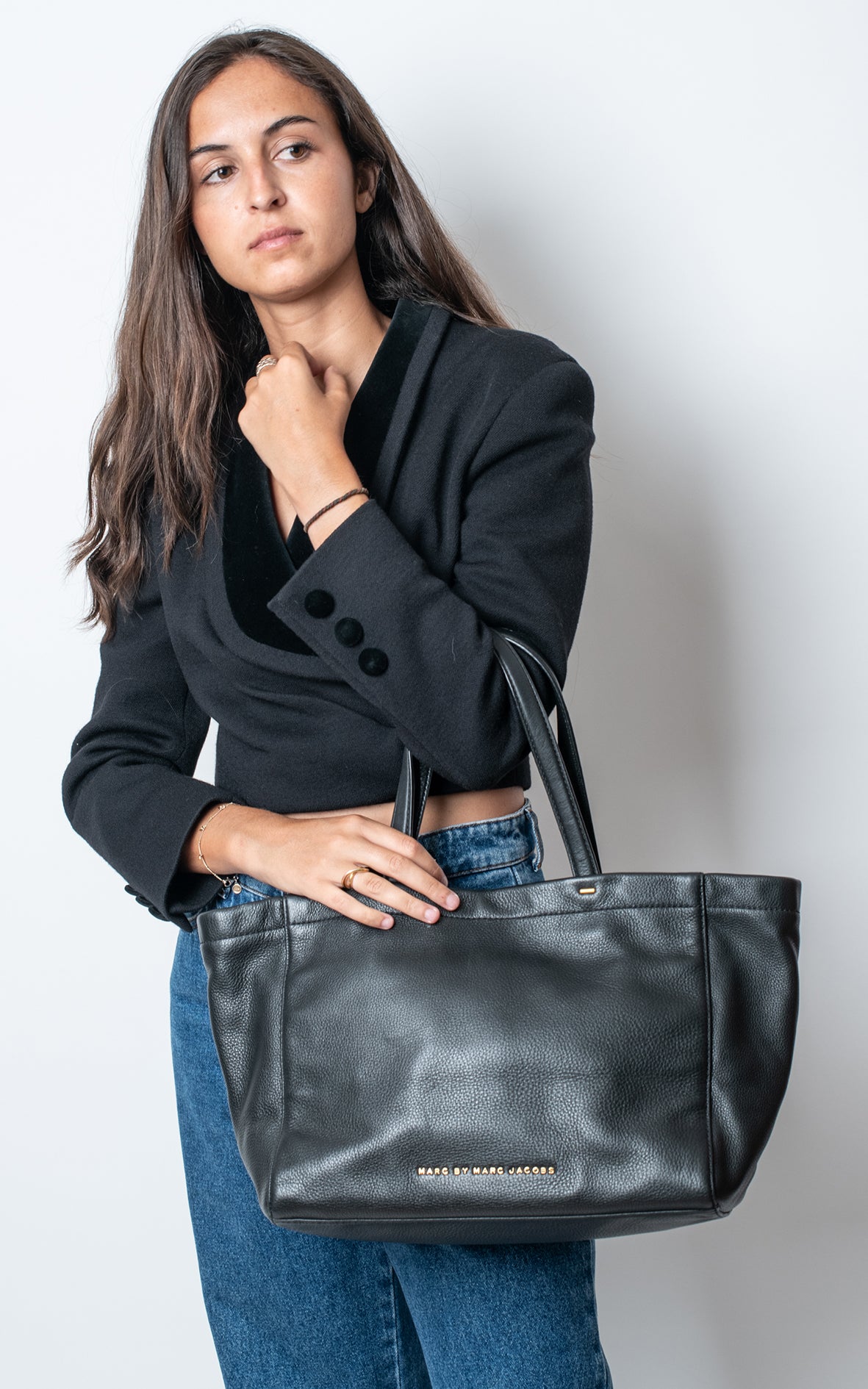 Tote negro de piel