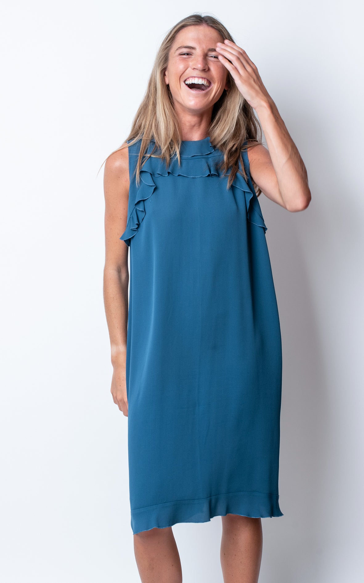 Vestido azul seda