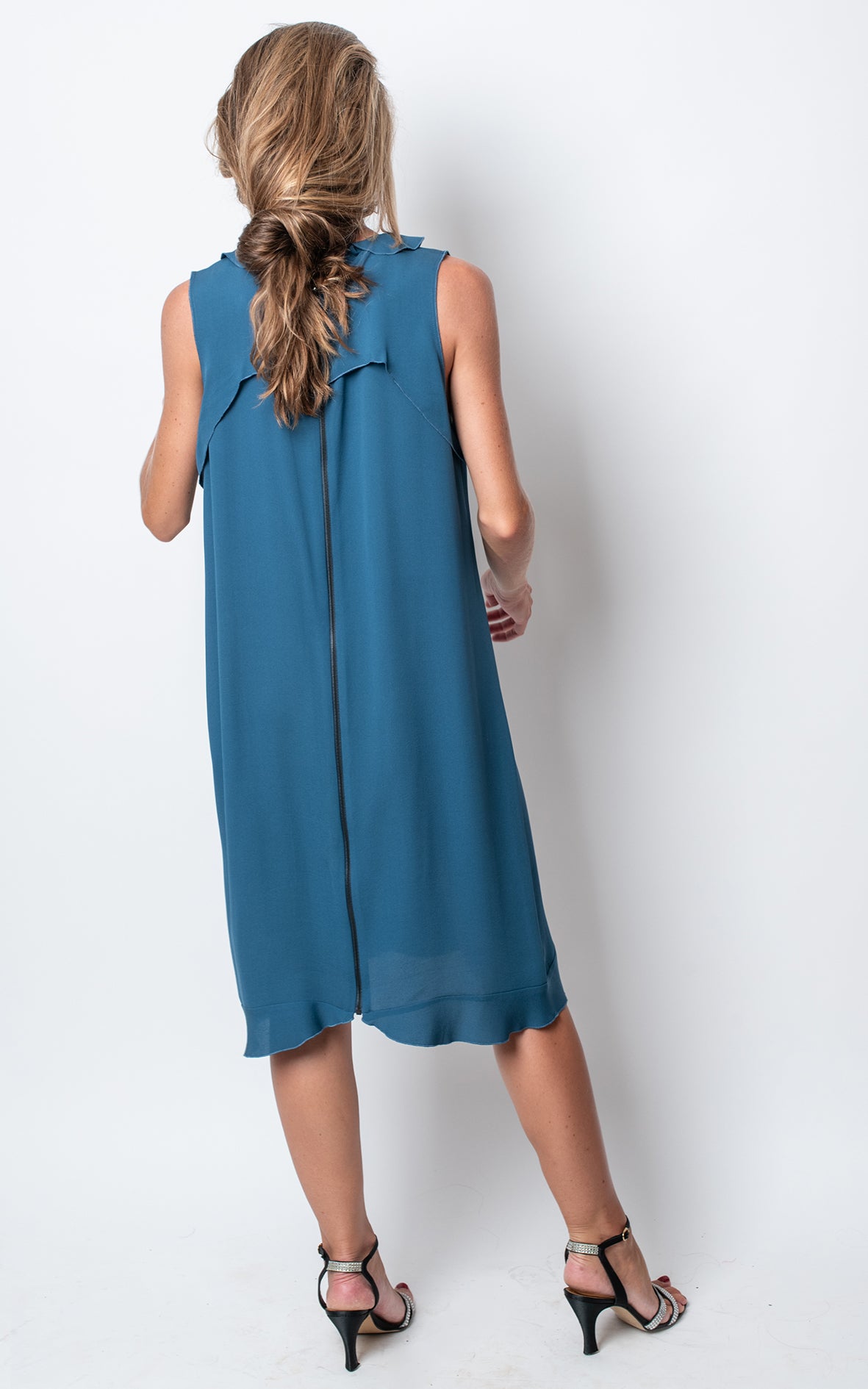 Vestido azul seda