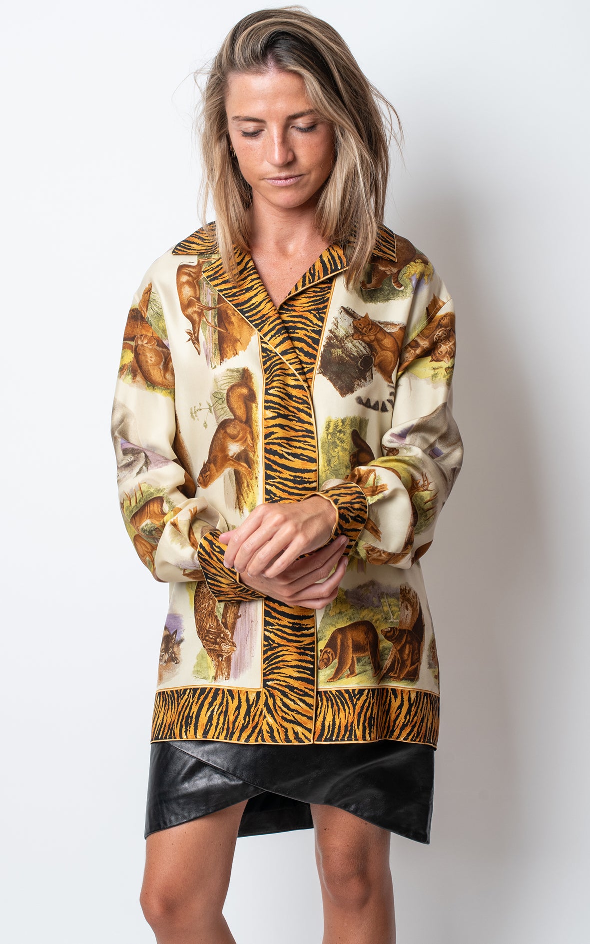 Camisa seda animal print