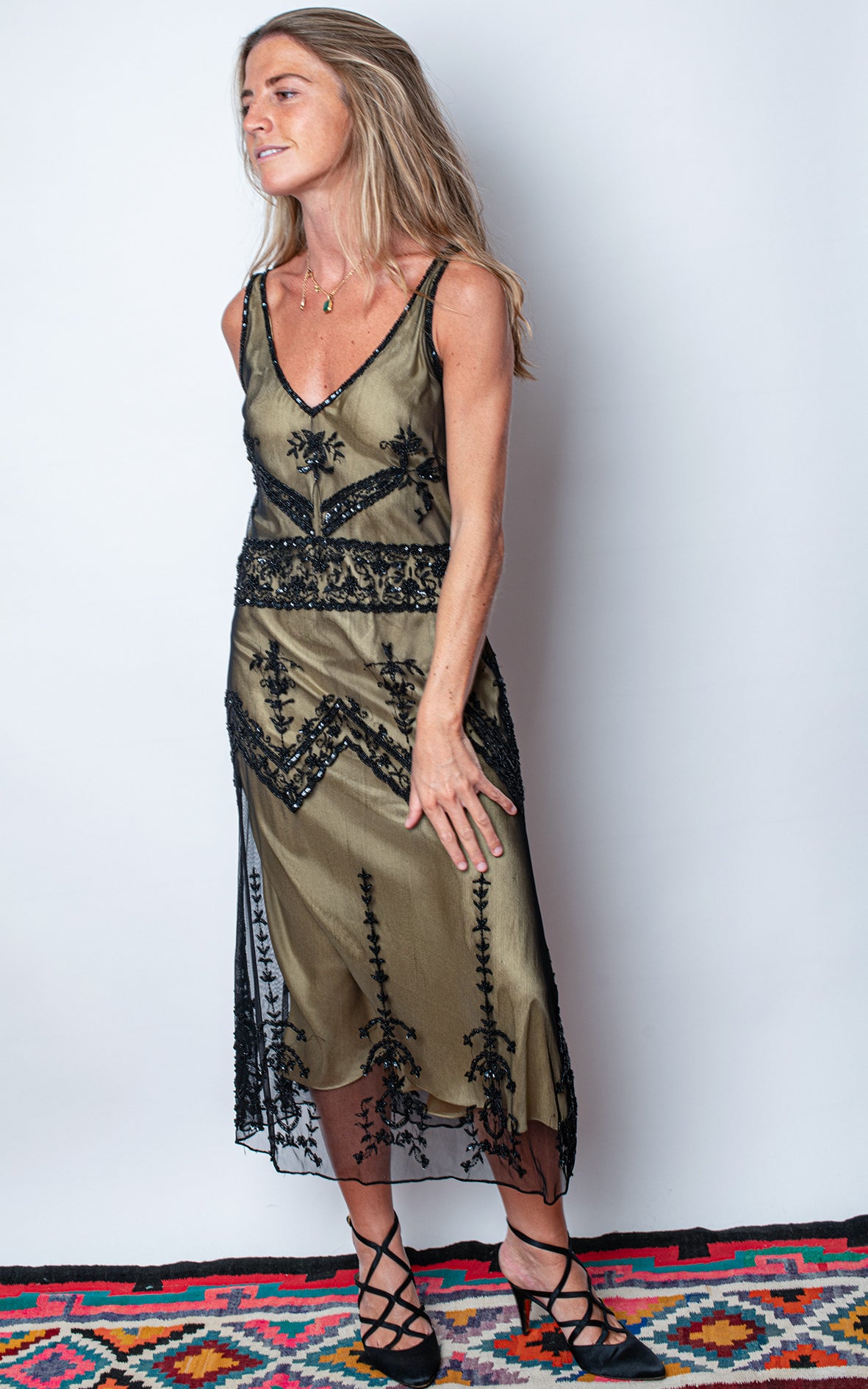 Vestido vintage seda