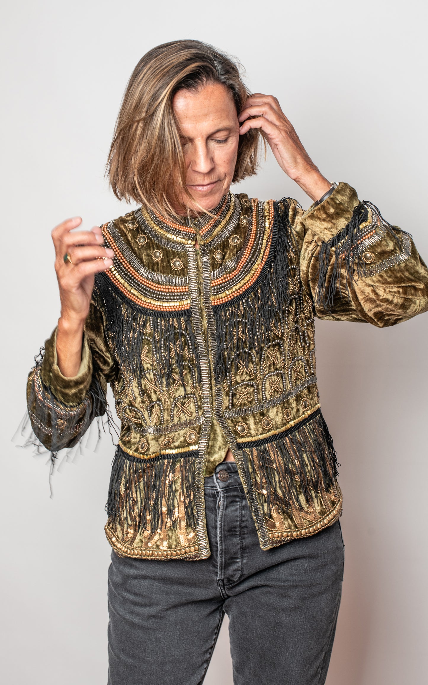 Blazer terciopelo con abalorios