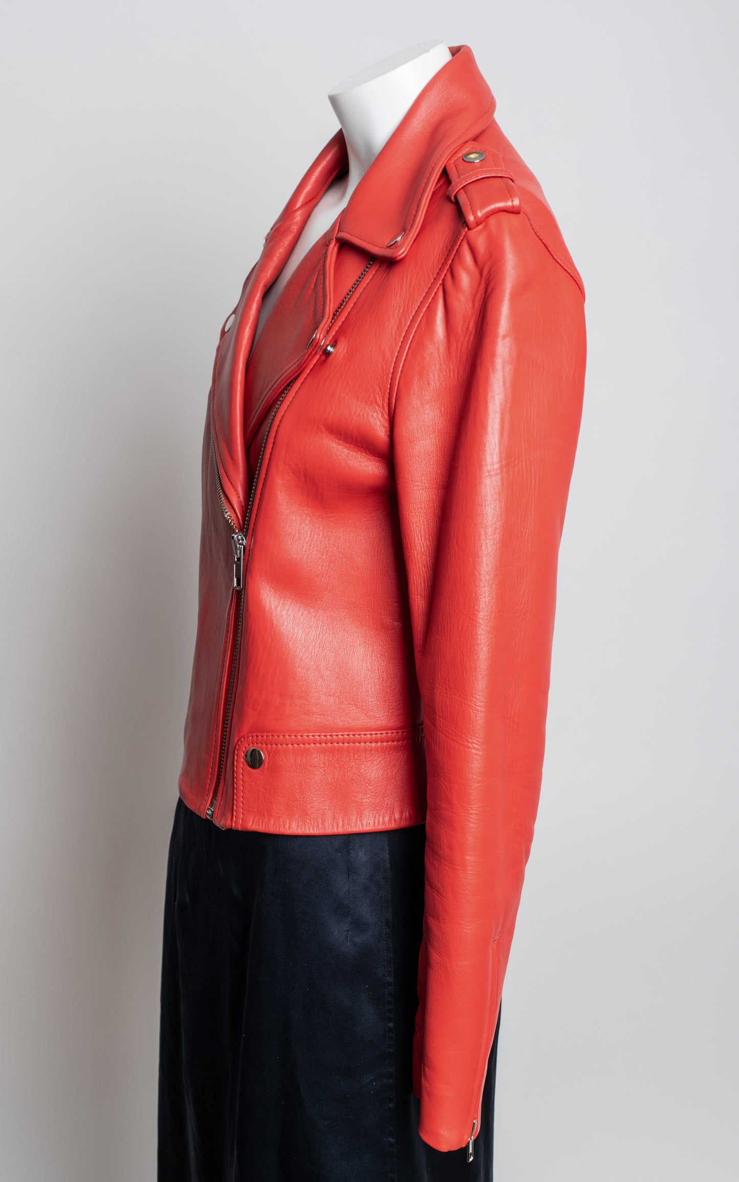 Chaqueta de cuero roja/fresa