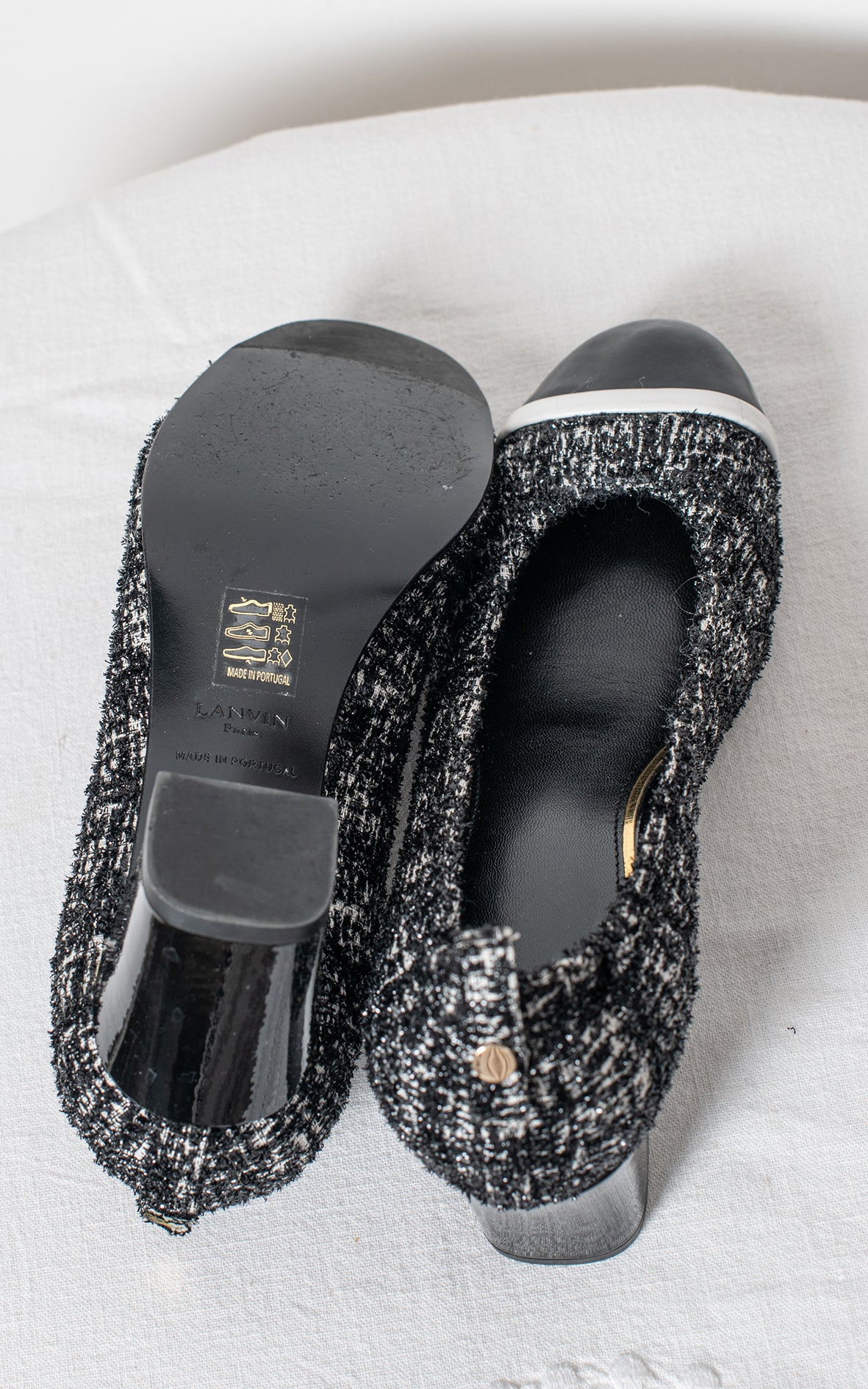 Tacones de tweed con tacón