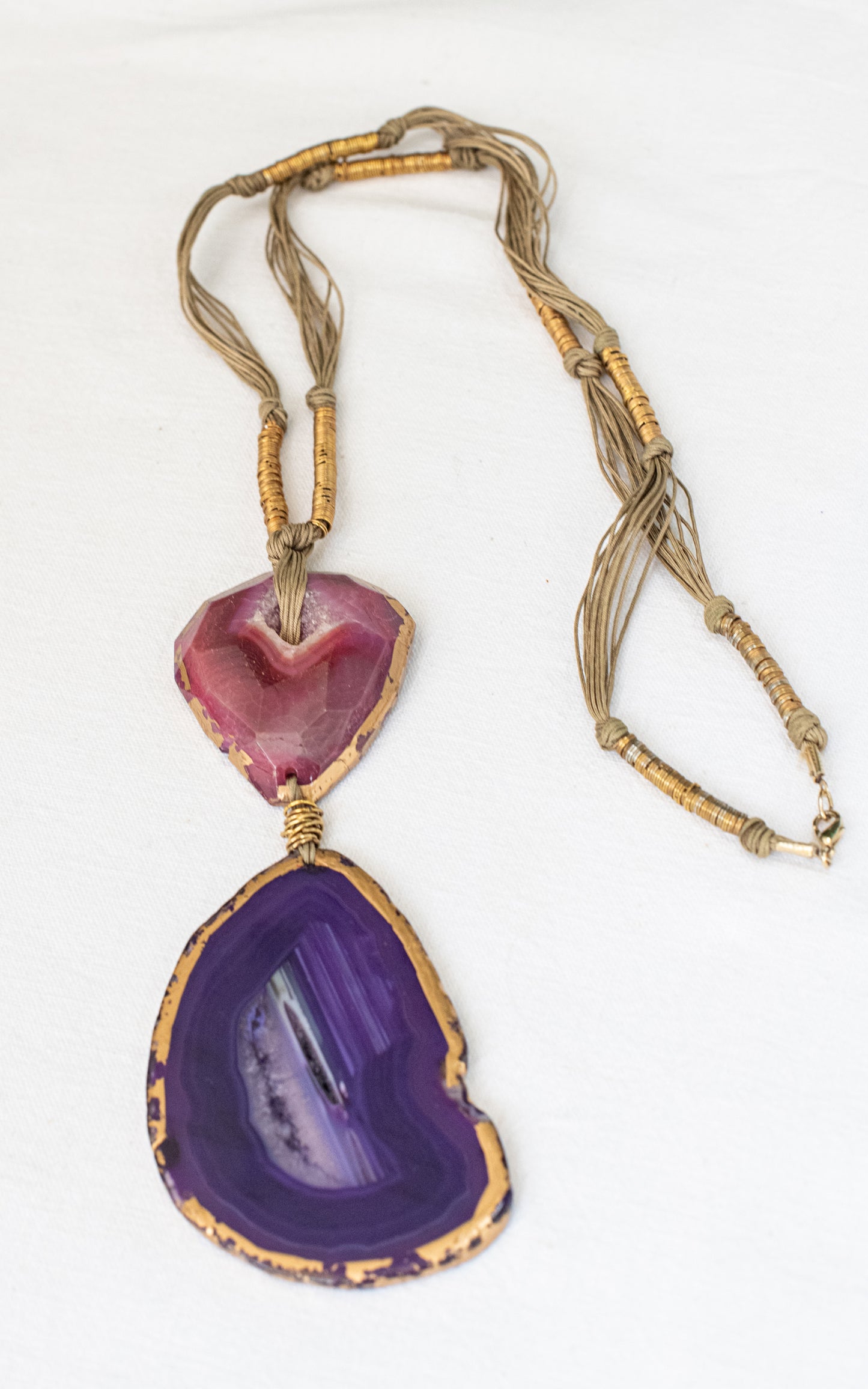 Collar maxi dos piedras (rosa y morada)