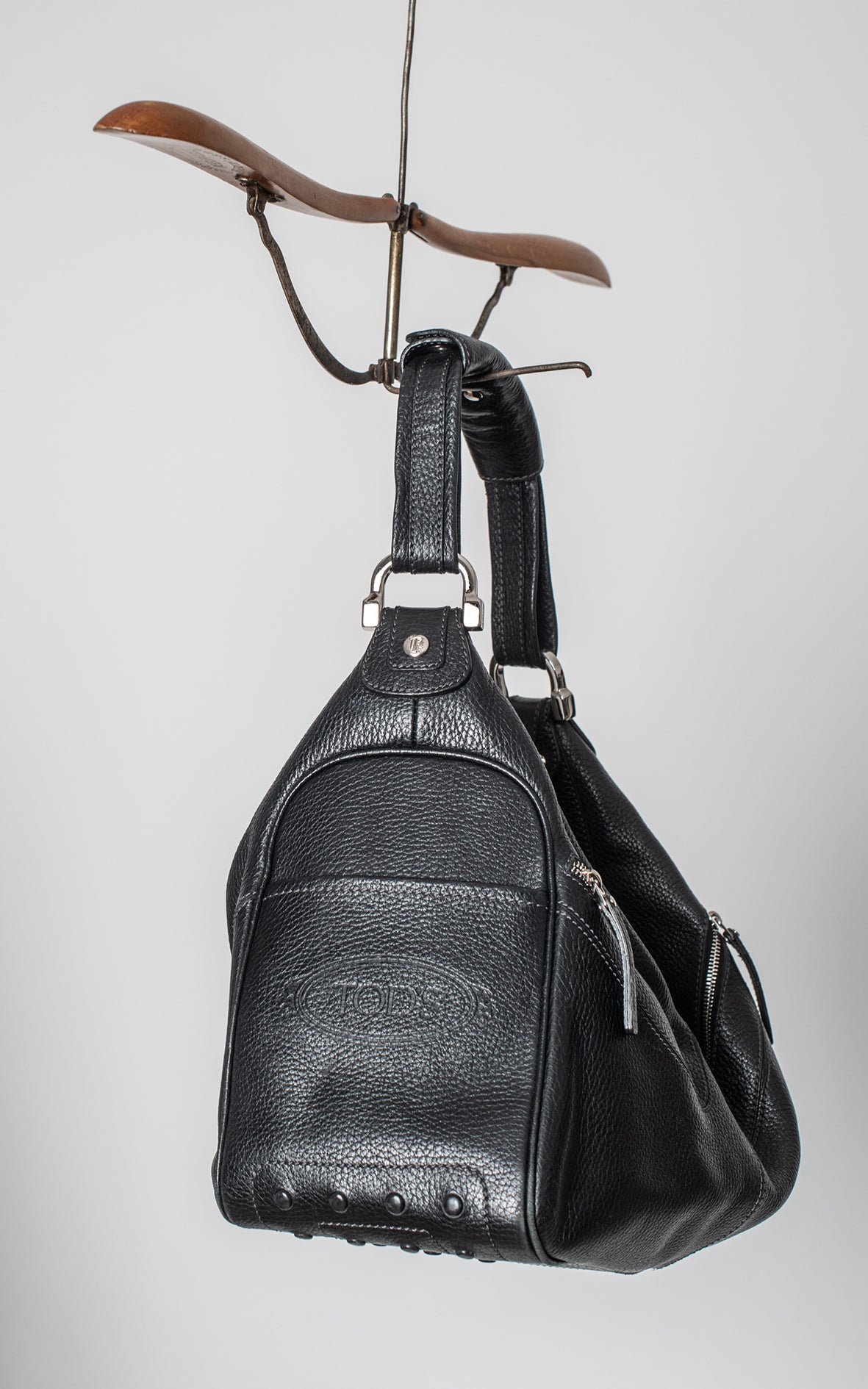 Bolso de hombro negro piel