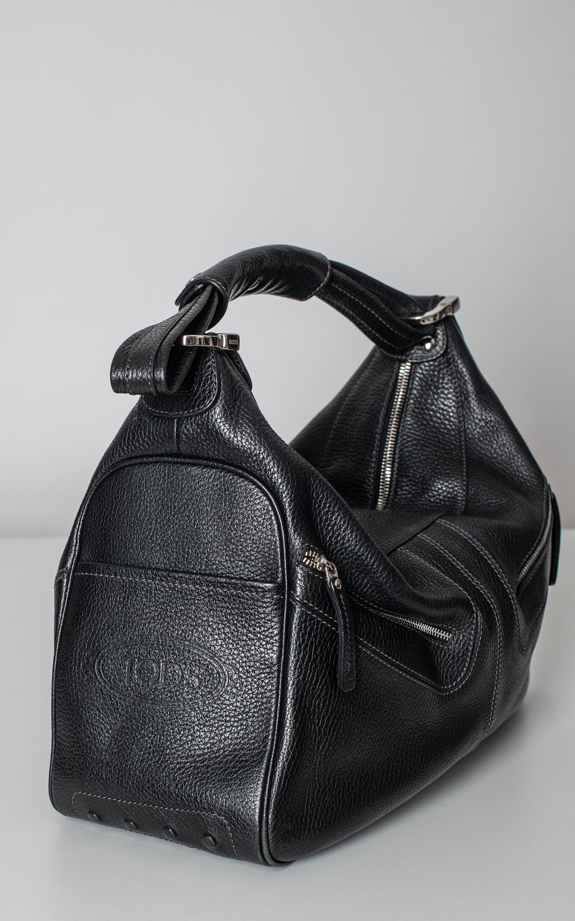 Bolso de hombro negro piel