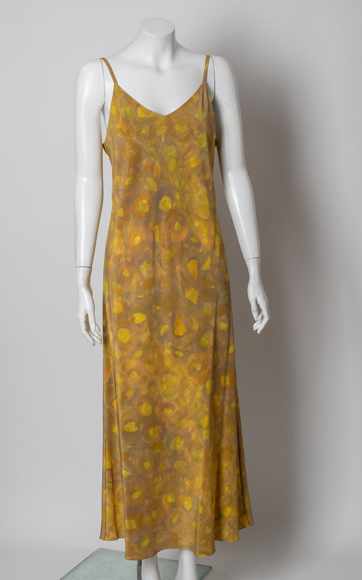 Vestido seda amarillo con lunares