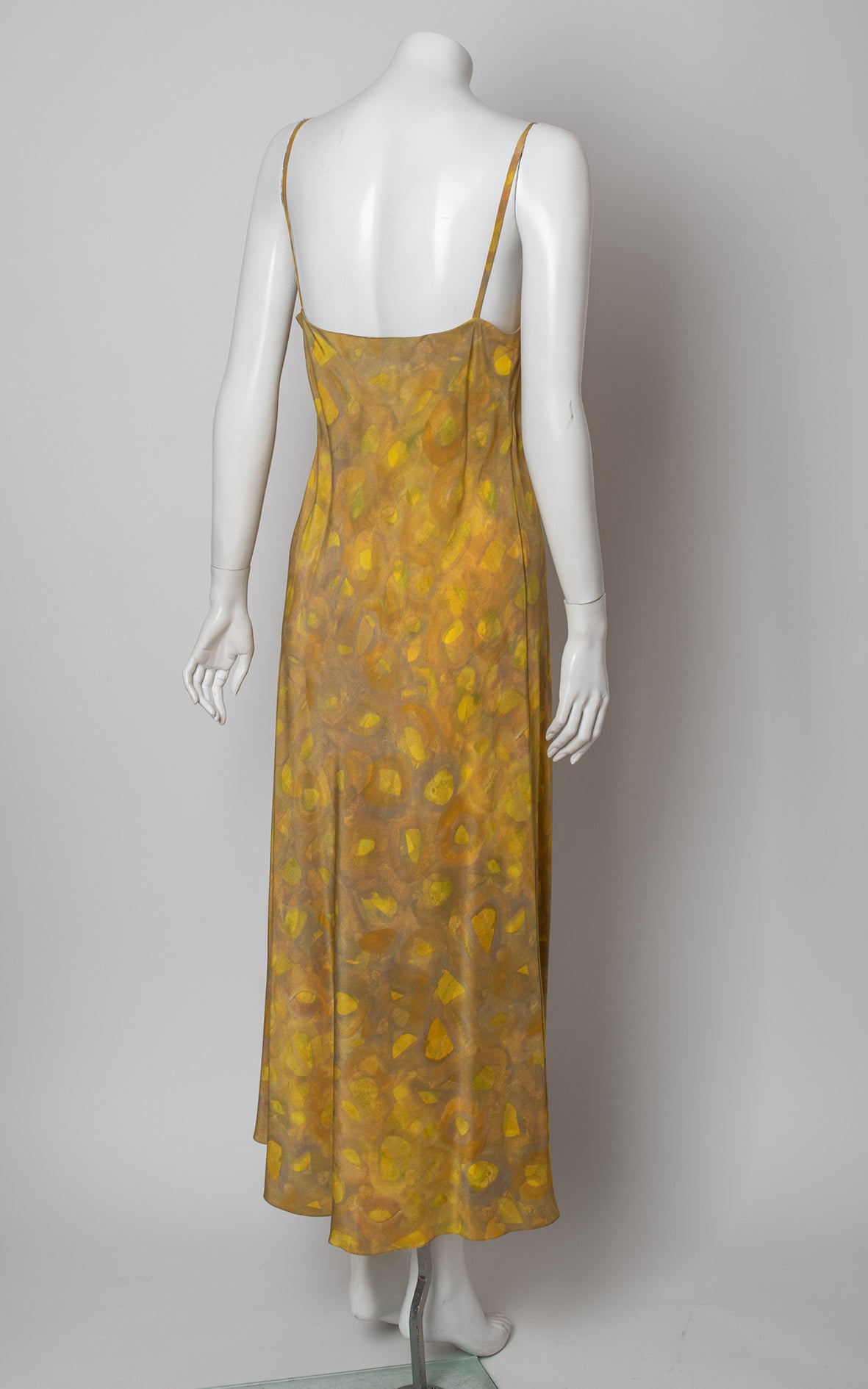 Vestido seda amarillo con lunares