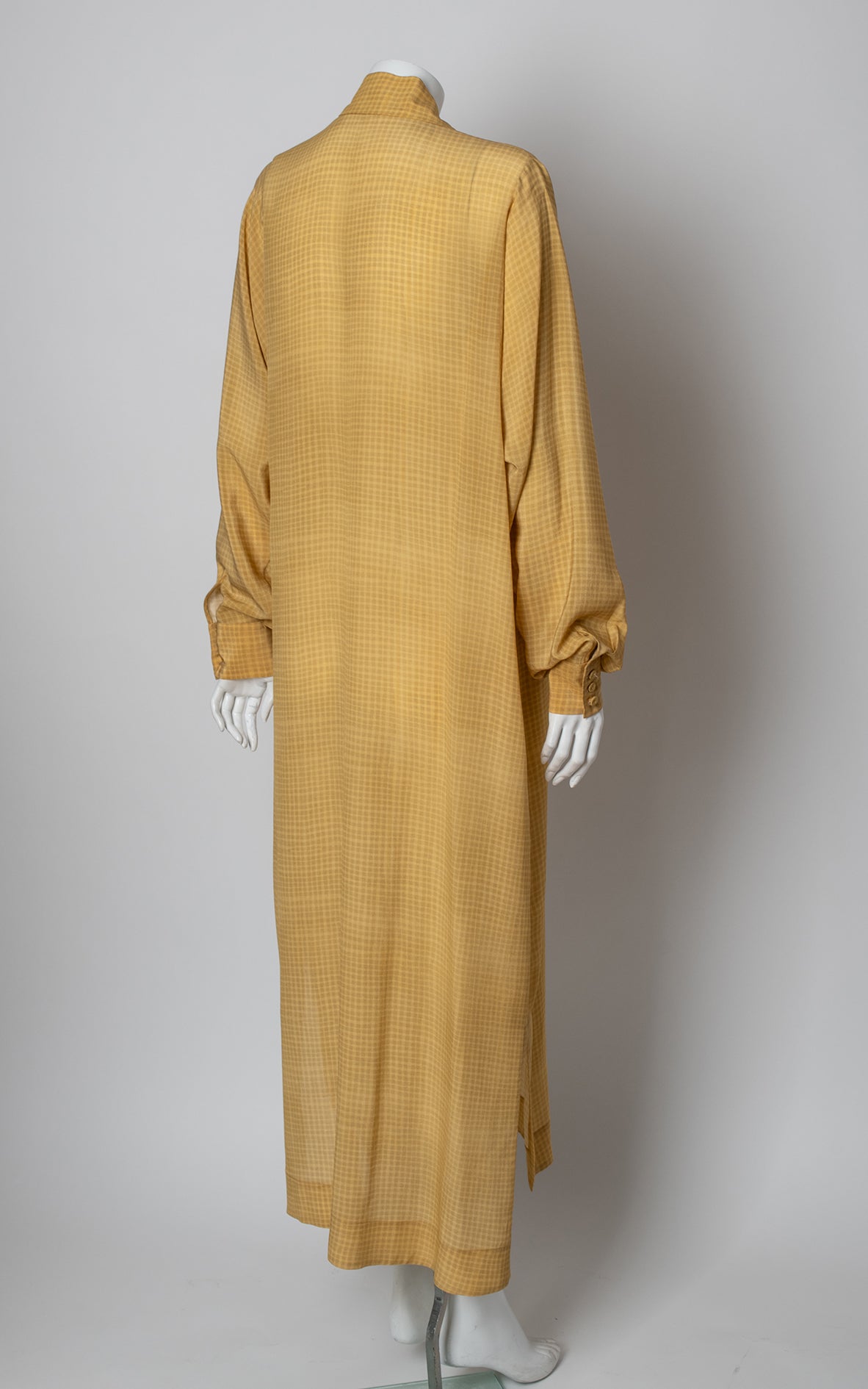 Vestido cuadros seda amarillo