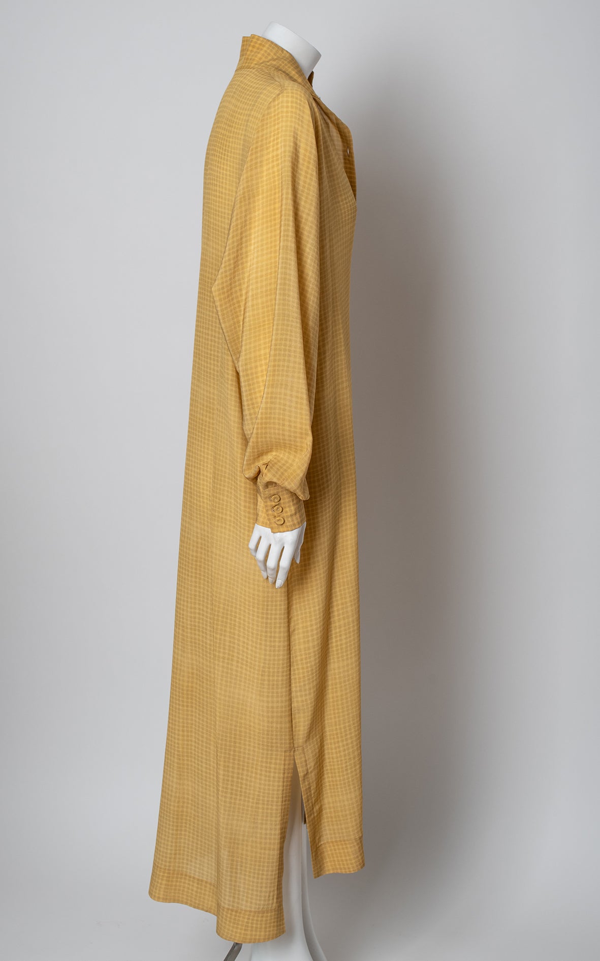 Vestido cuadros seda amarillo