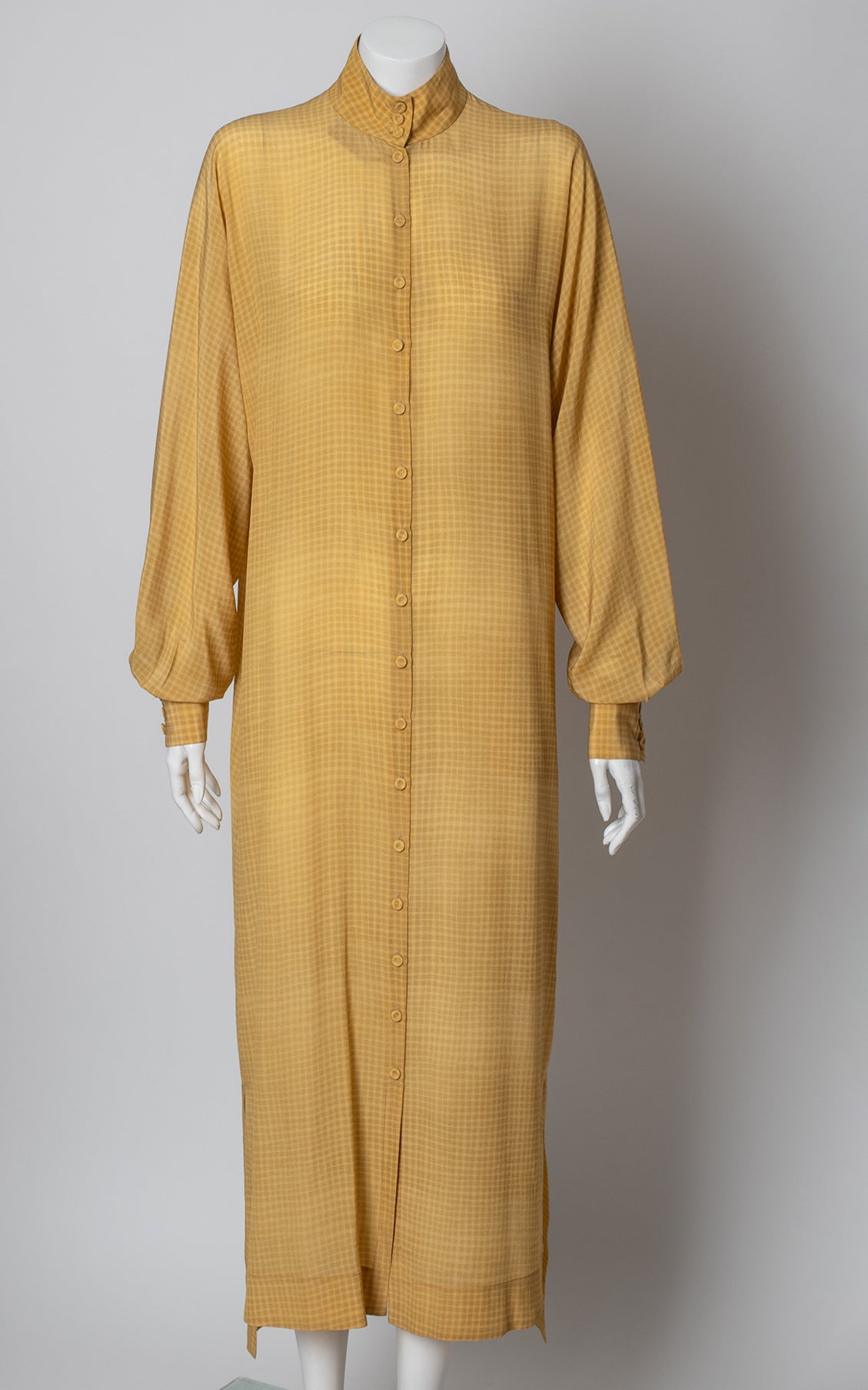 Vestido cuadros seda amarillo