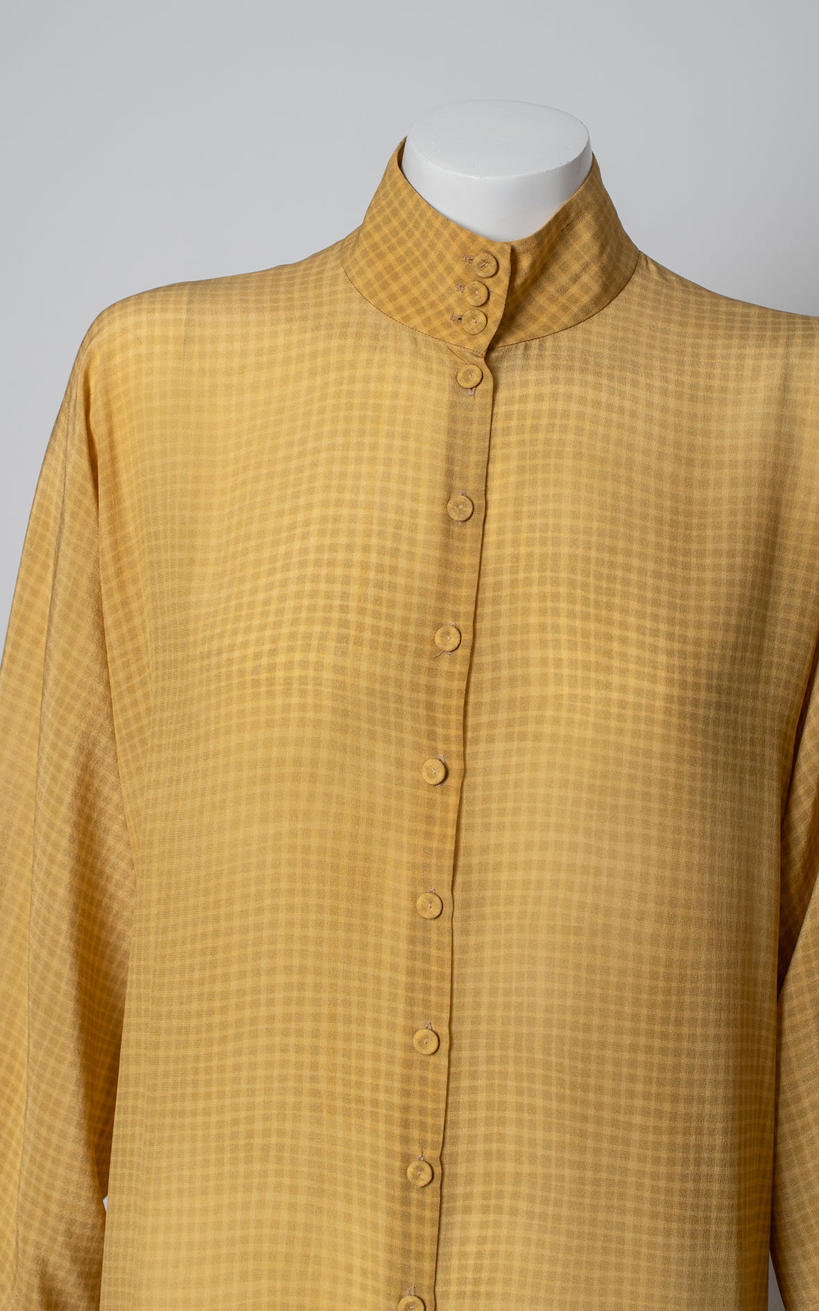 Vestido cuadros seda amarillo