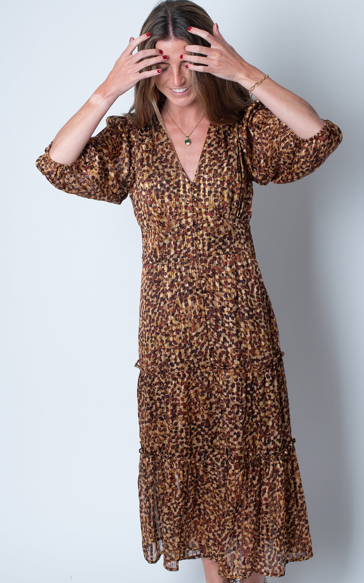 Vestido marrón animal print