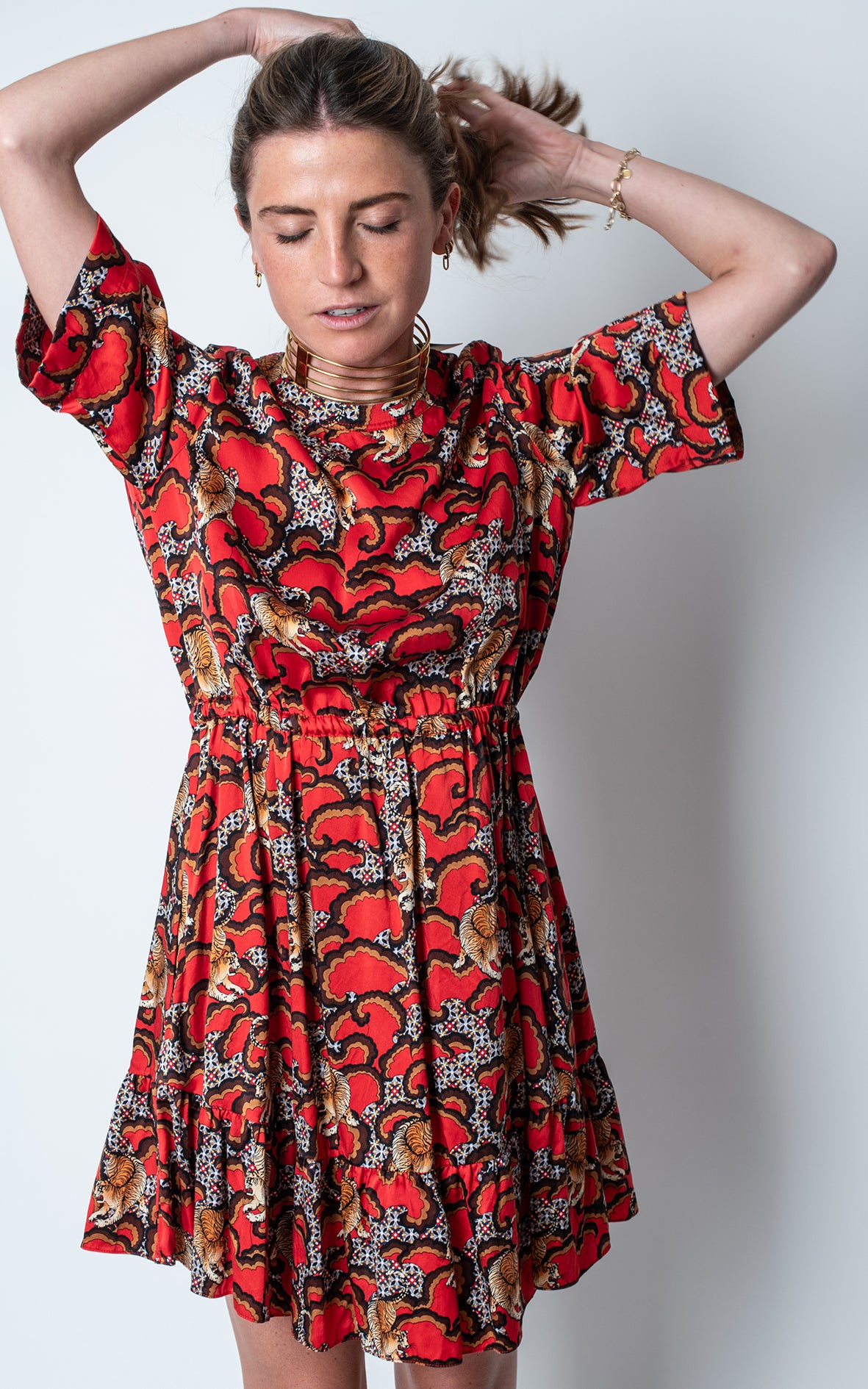 Vestido animal print serpiente rojo y negro