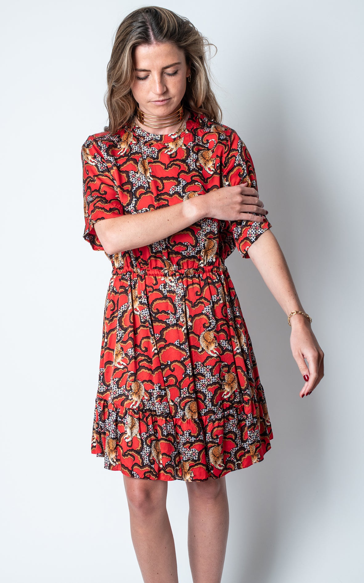 Vestido animal print serpiente rojo y negro