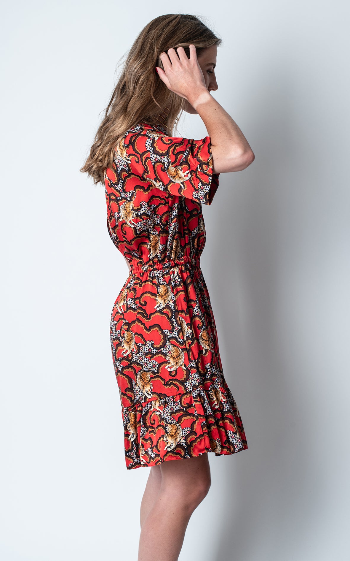 Vestido animal print serpiente rojo y negro