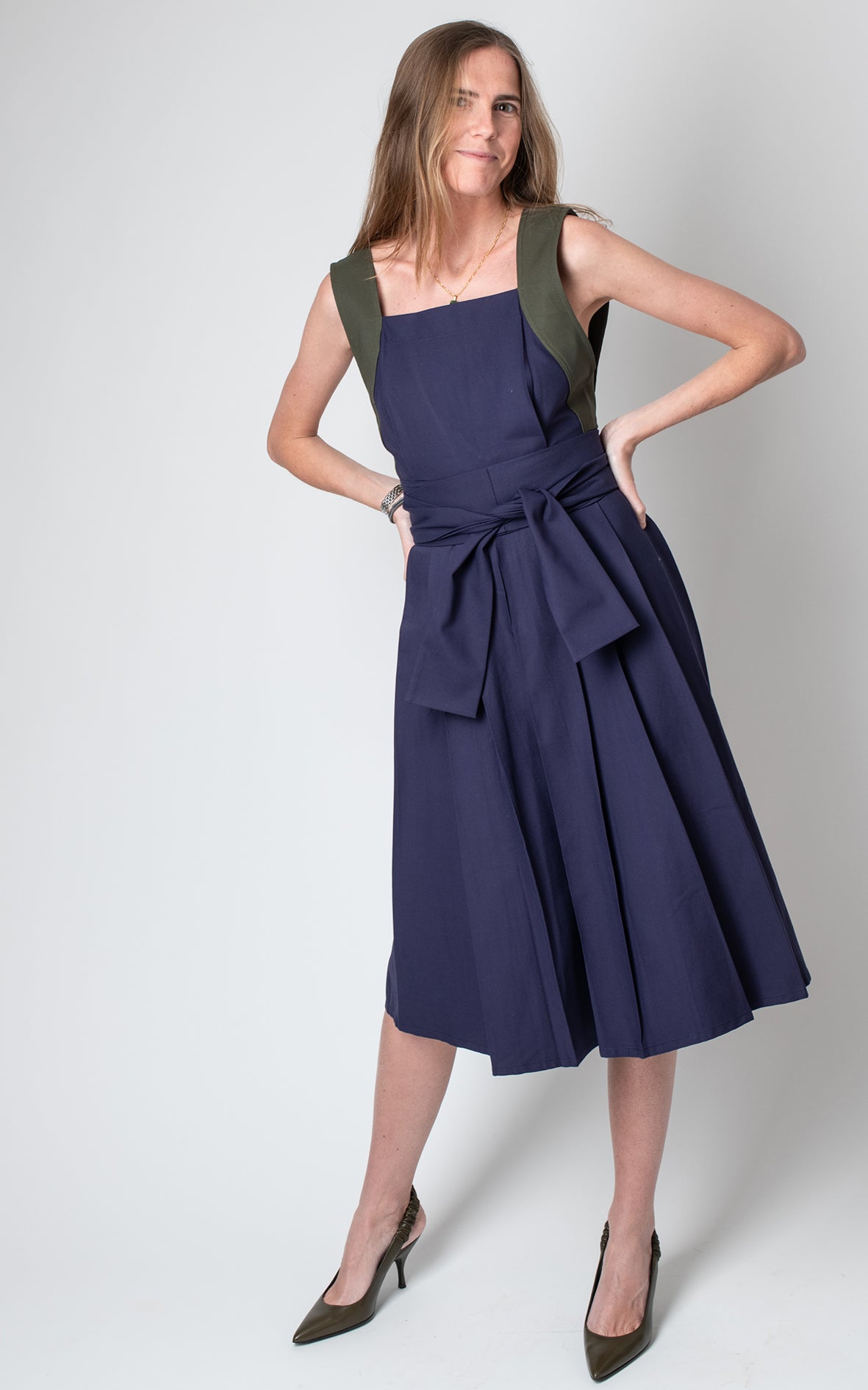 Vestido azul y verde
