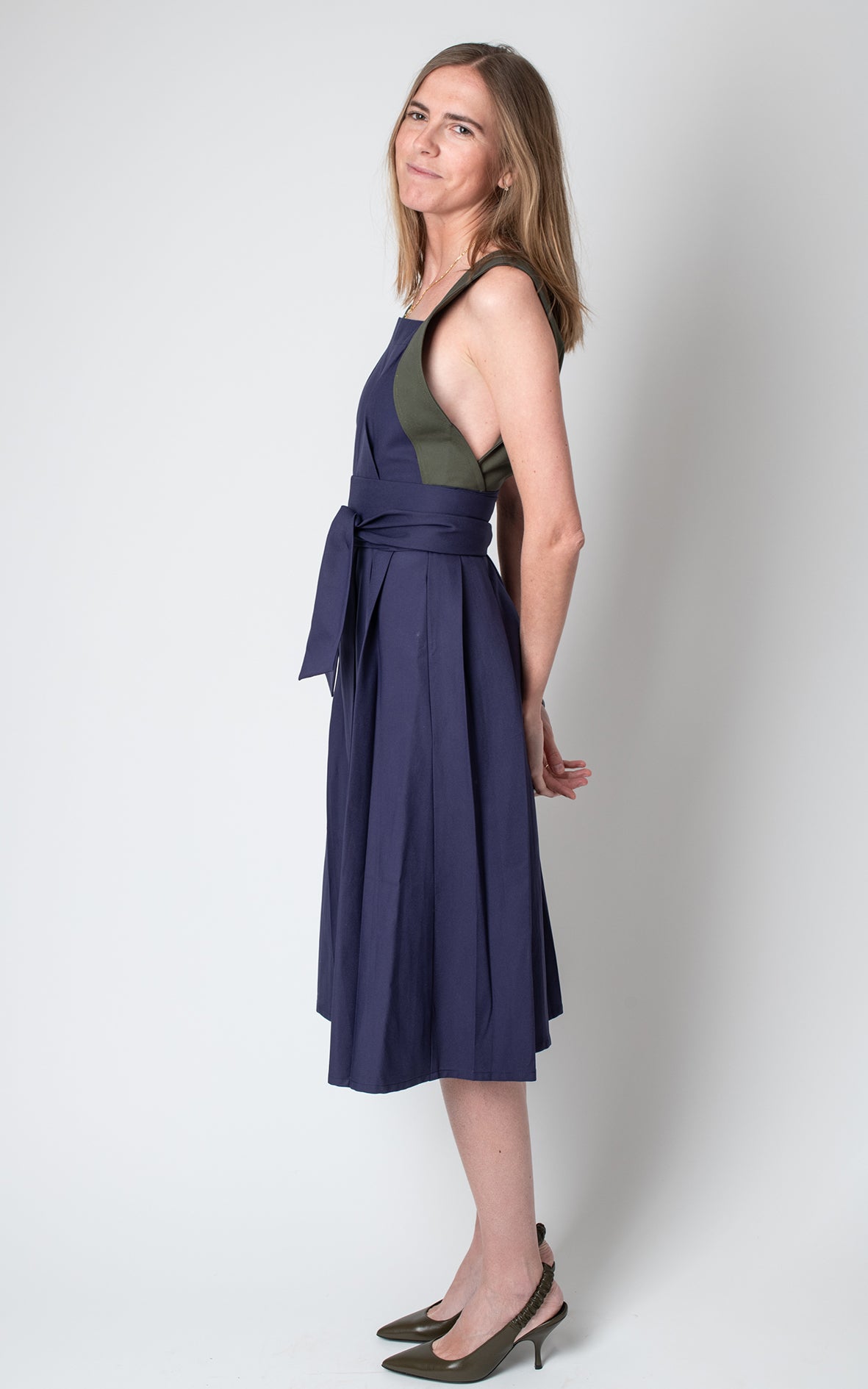 Vestido azul y verde