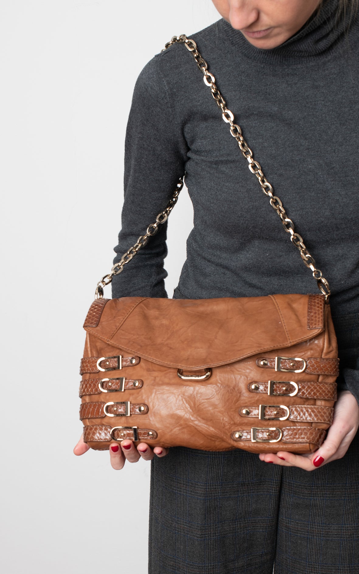 Bolso marrón de piel