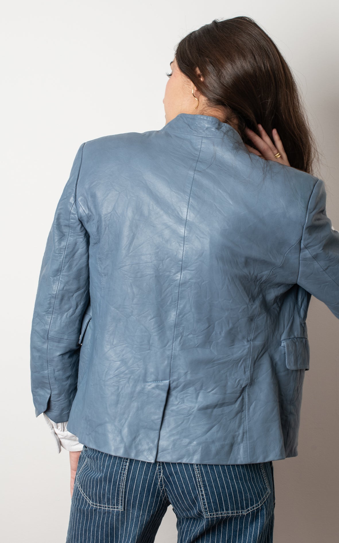 Cazadora Piel Azul