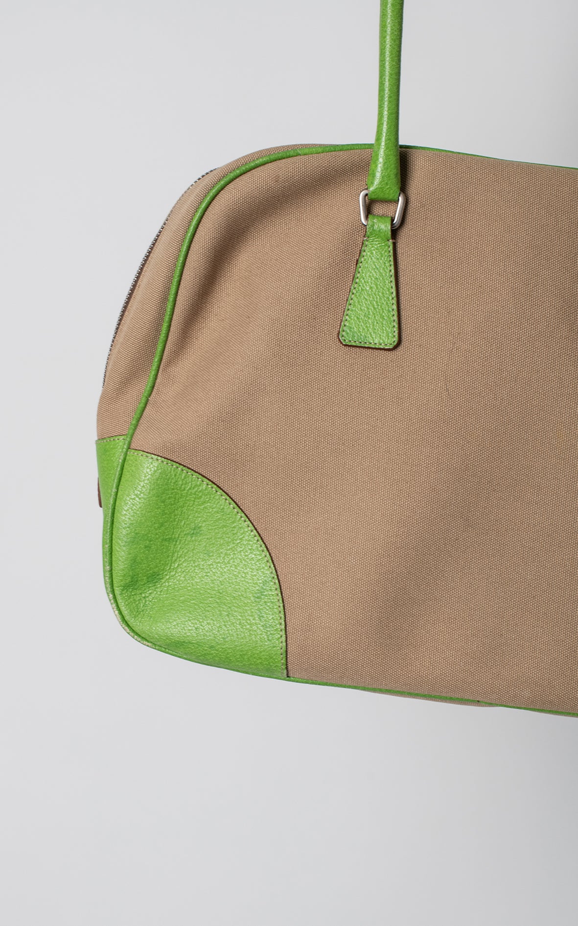 Bolso lona beige y verde