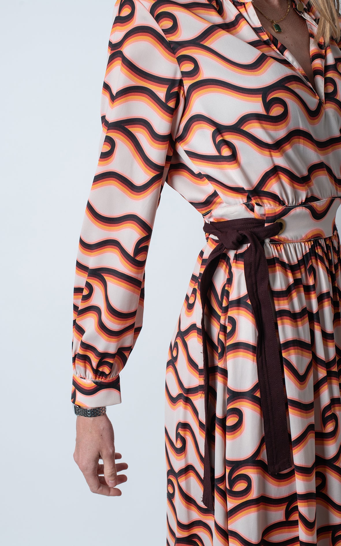 Vestido estampado lazadas