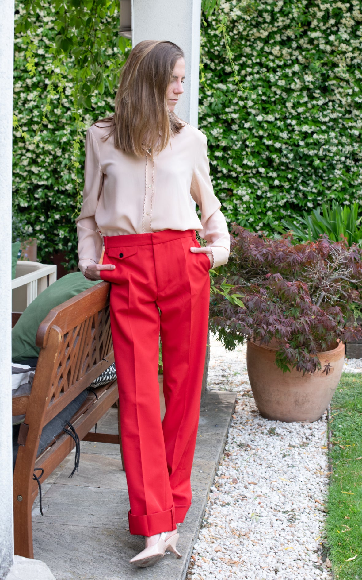 Pantalón rojo largo