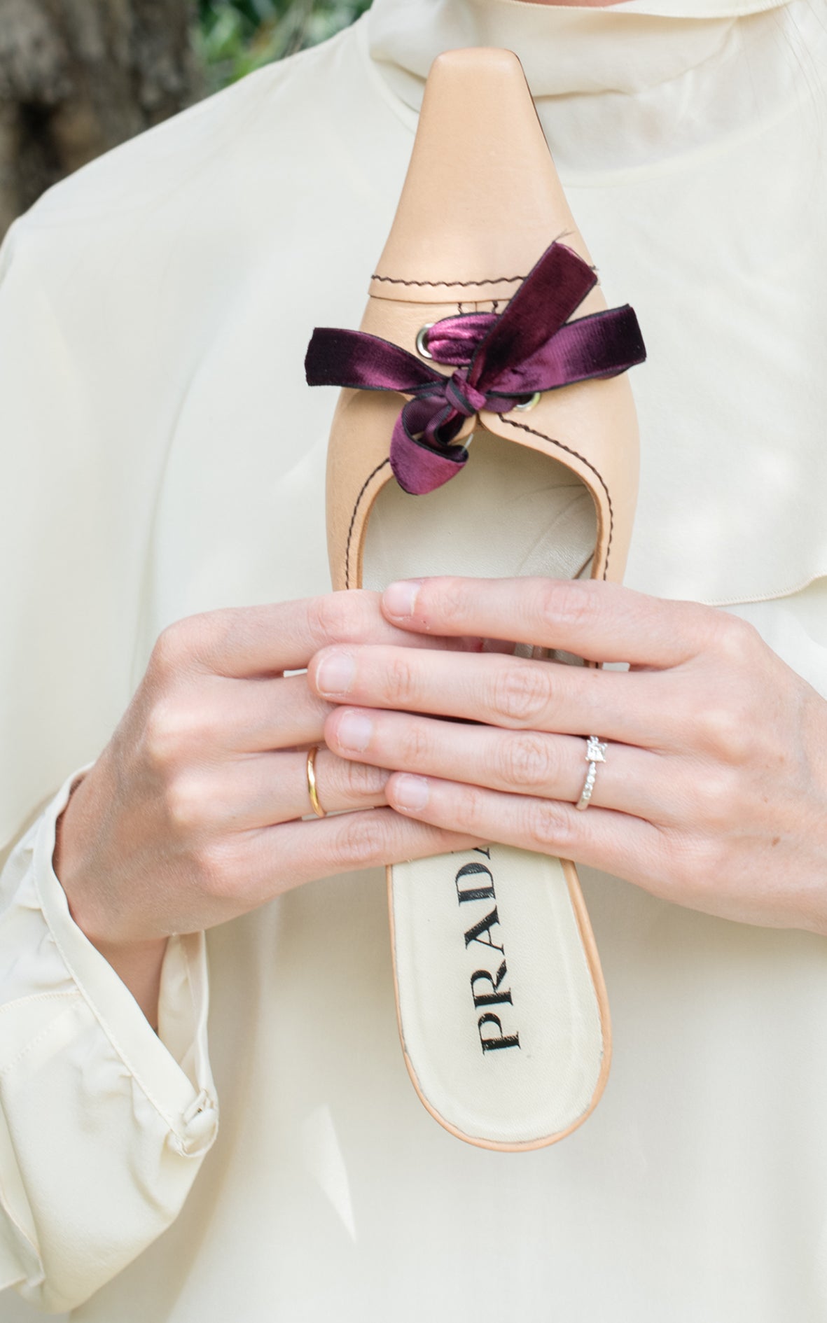 Mules beige con lazo