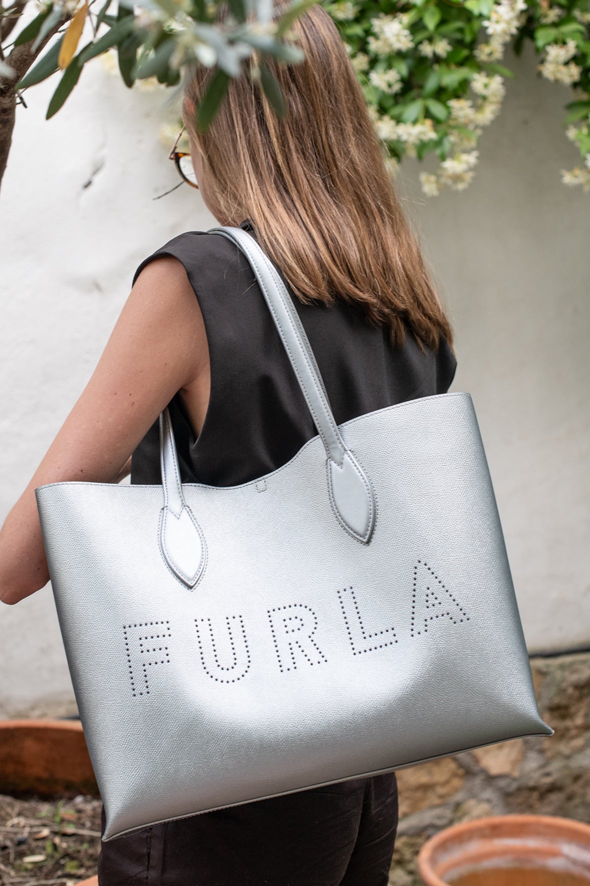 Bolso plateado tote