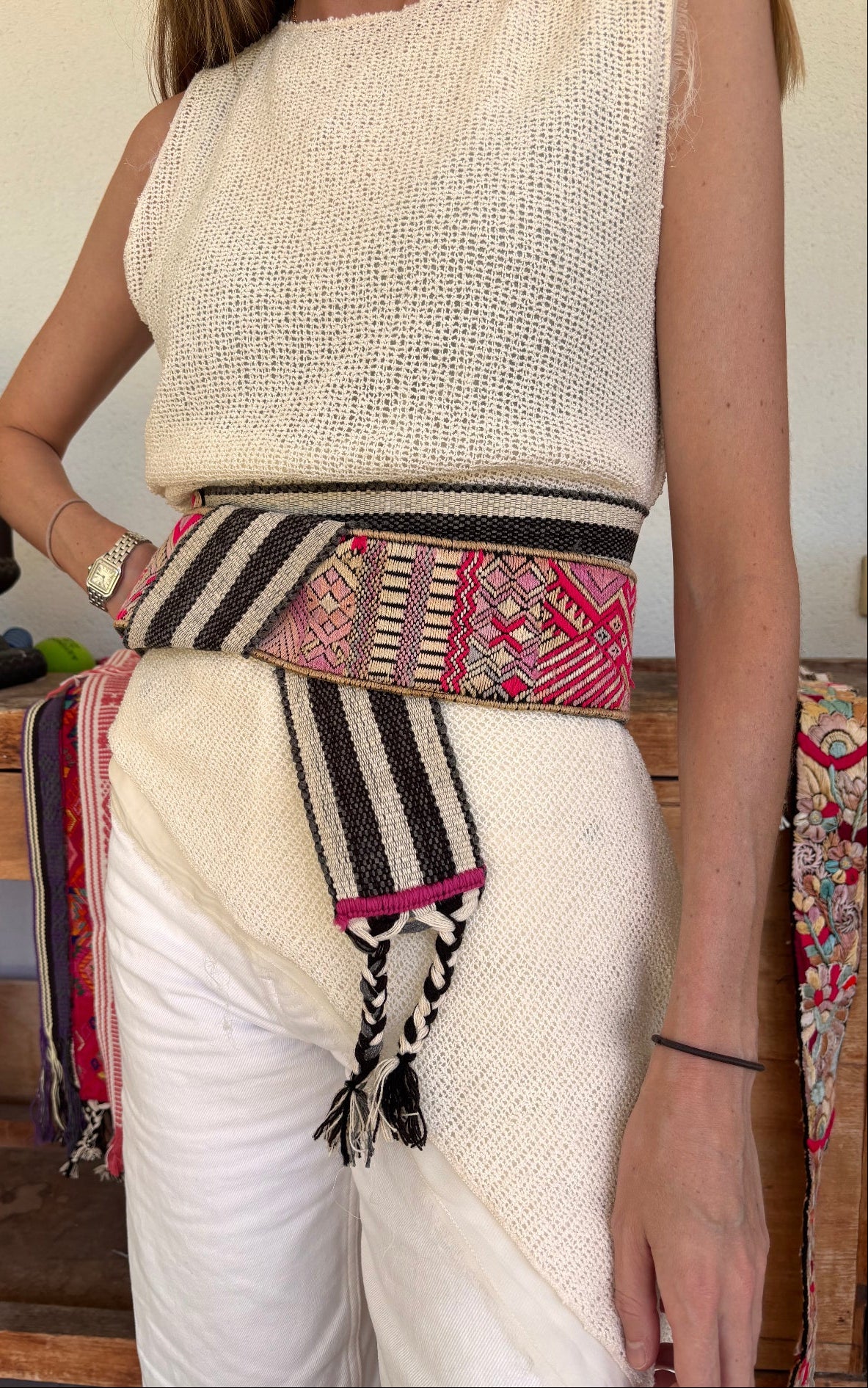 Fajín rayas e ikat multicolor