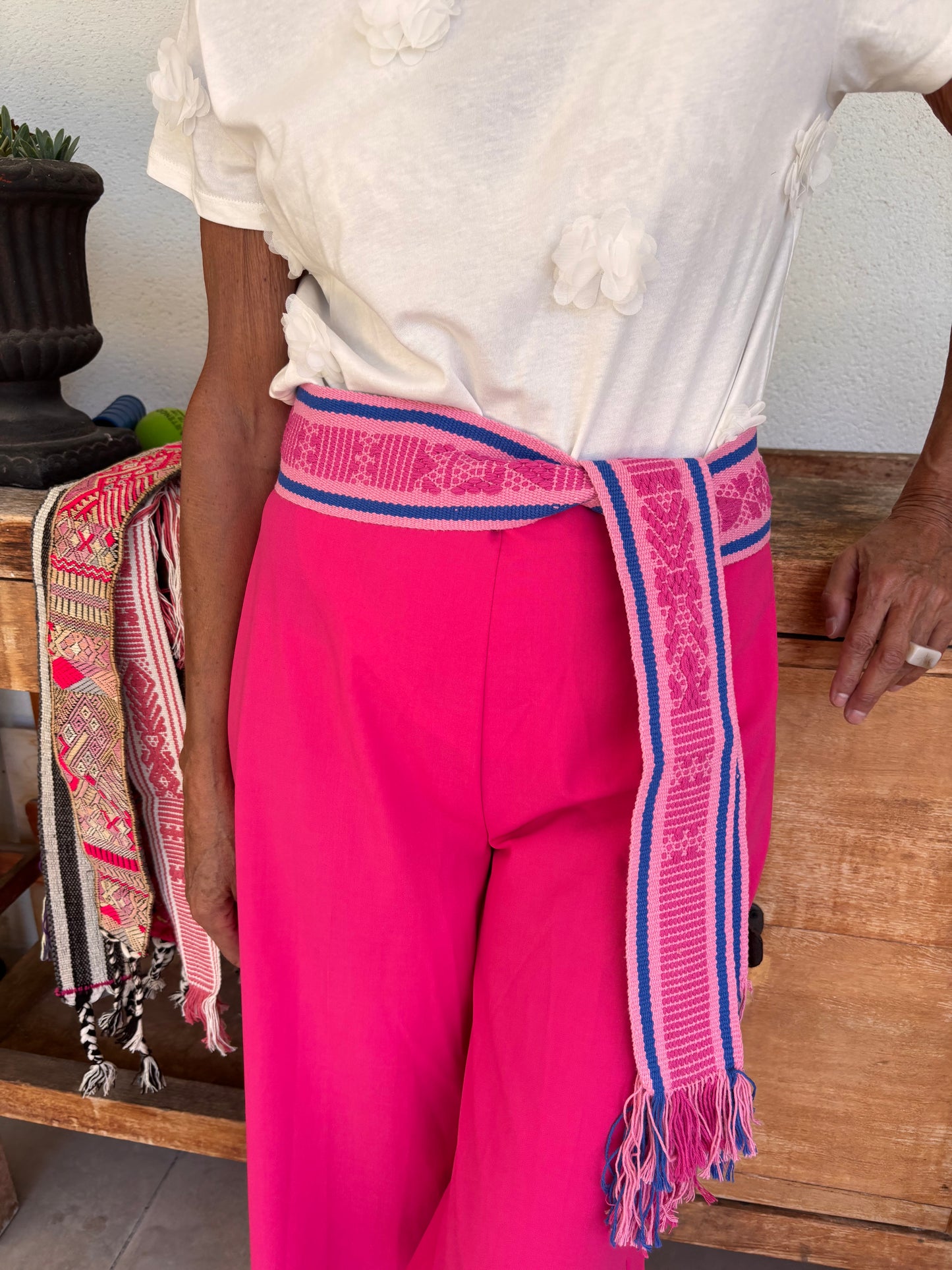 Fajín fuxia y azul