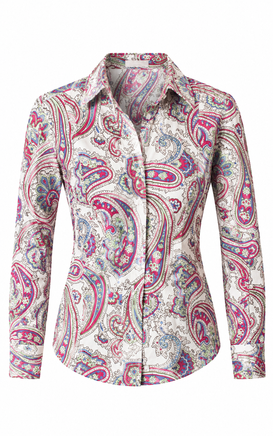 Camisa de amebas verde y morada