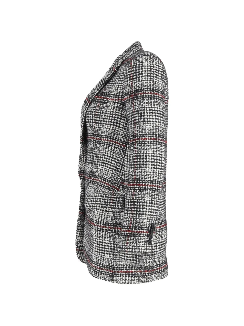 Blazer de cuadros blanca, negra y roja
