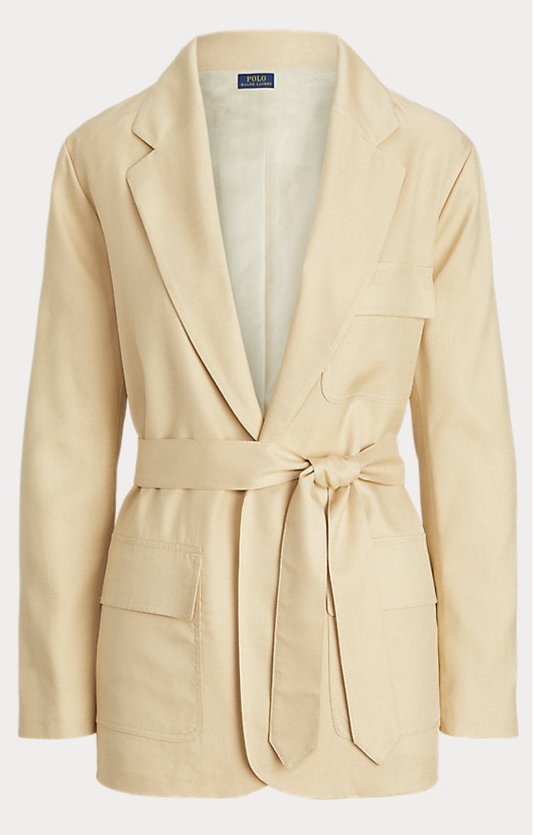 Blazer de seda con cinturón