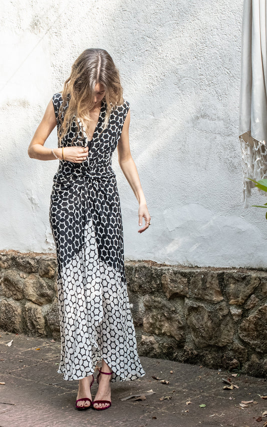Vestido blanco y negro estrellas