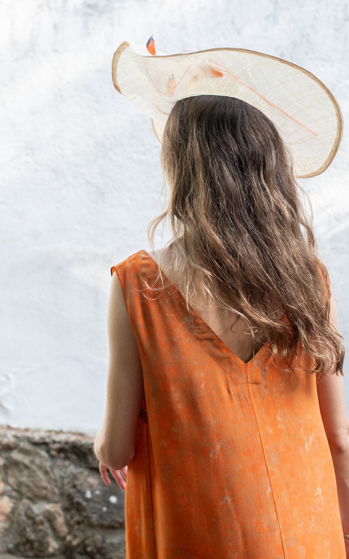 Vestido naranja de seda