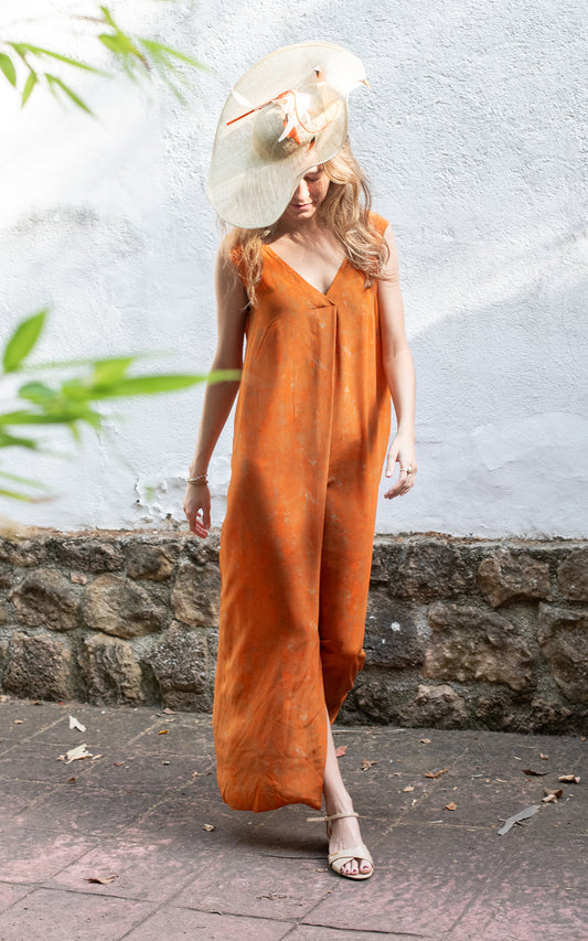 Vestido naranja de seda